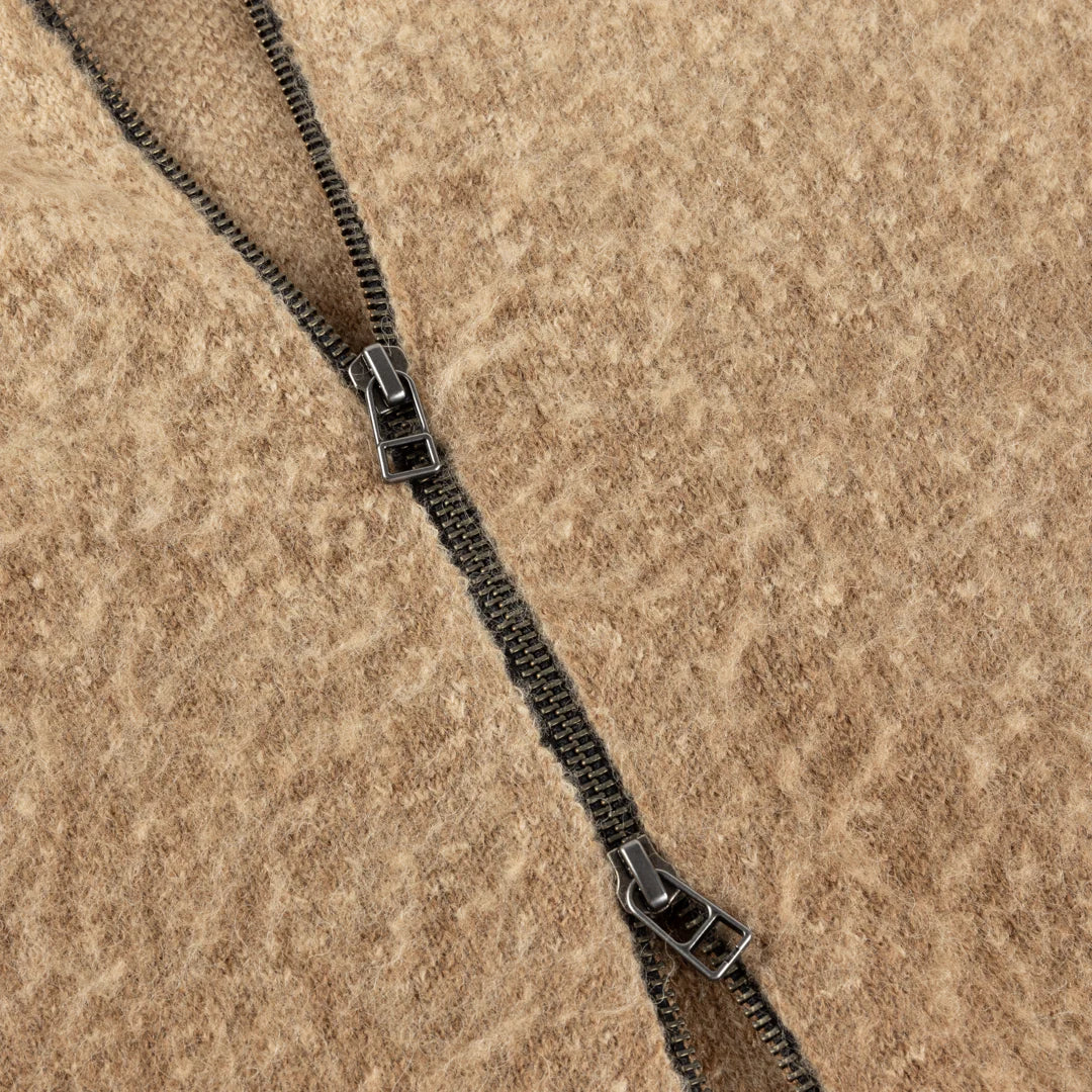 Dime Mohair Double Zip Knit Camel