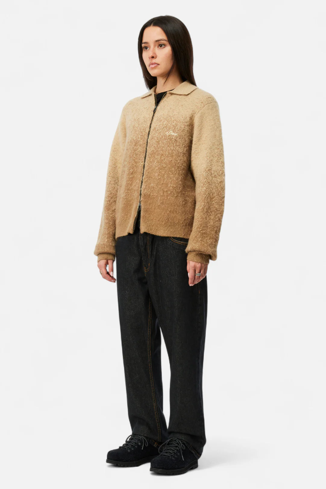 Dime Mohair Double Zip Knit Camel