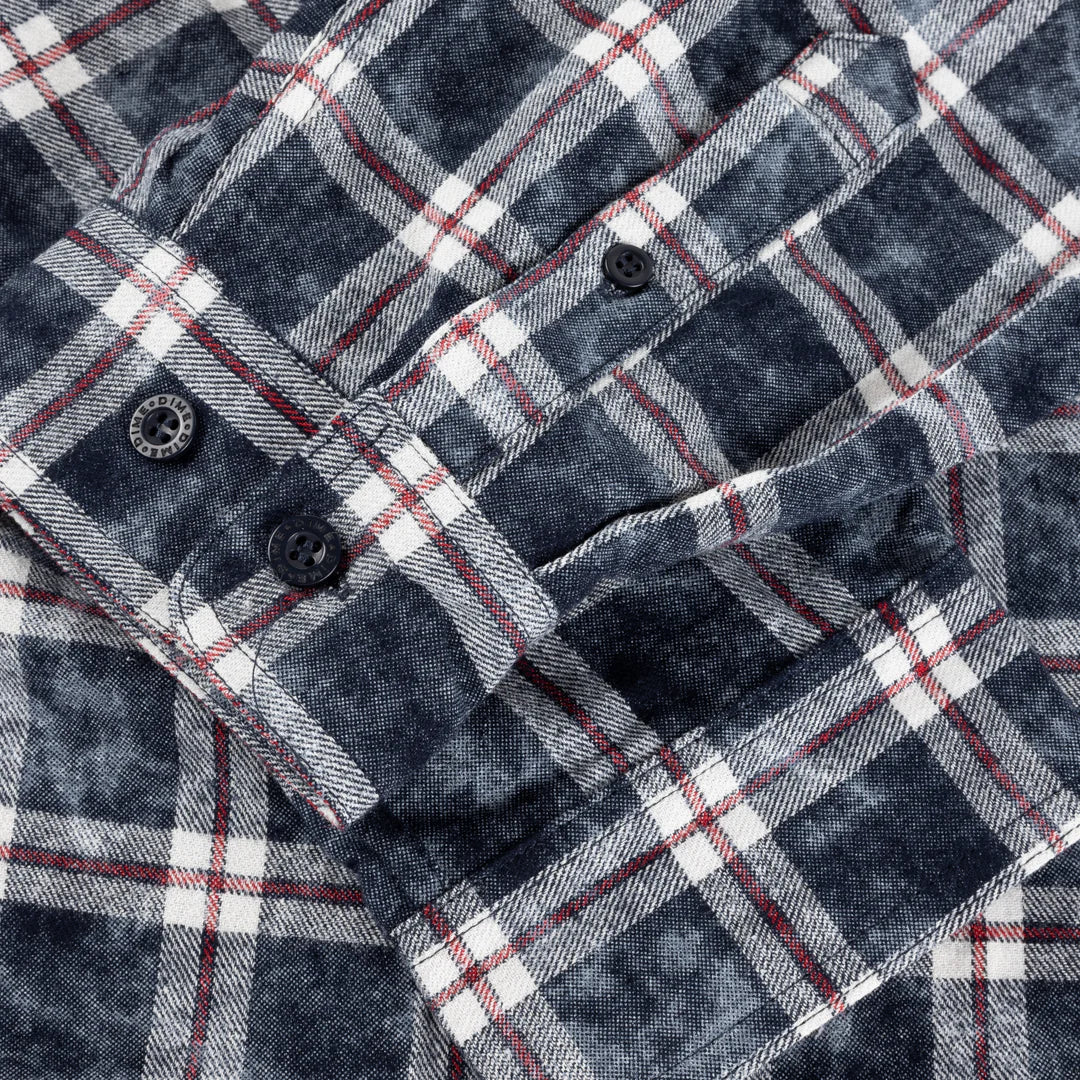 Dime Plaid Flannel Shirt Bleached Navy