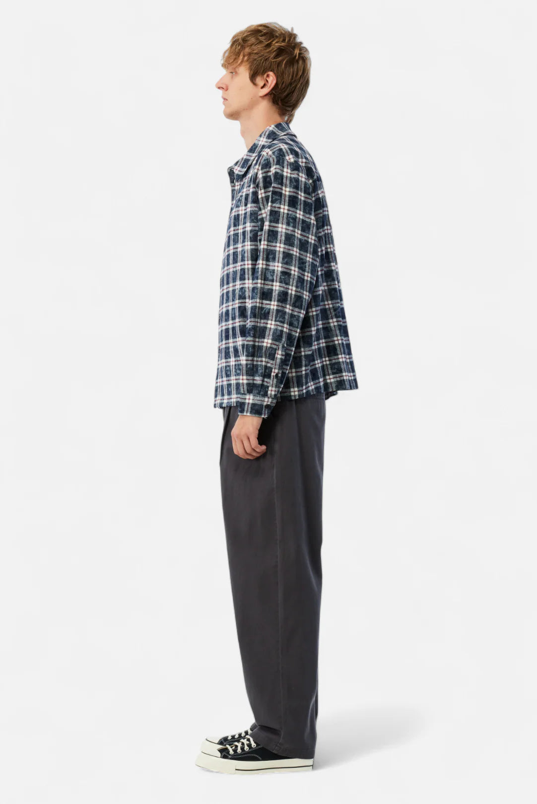 Dime Plaid Flannel Shirt Bleached Navy