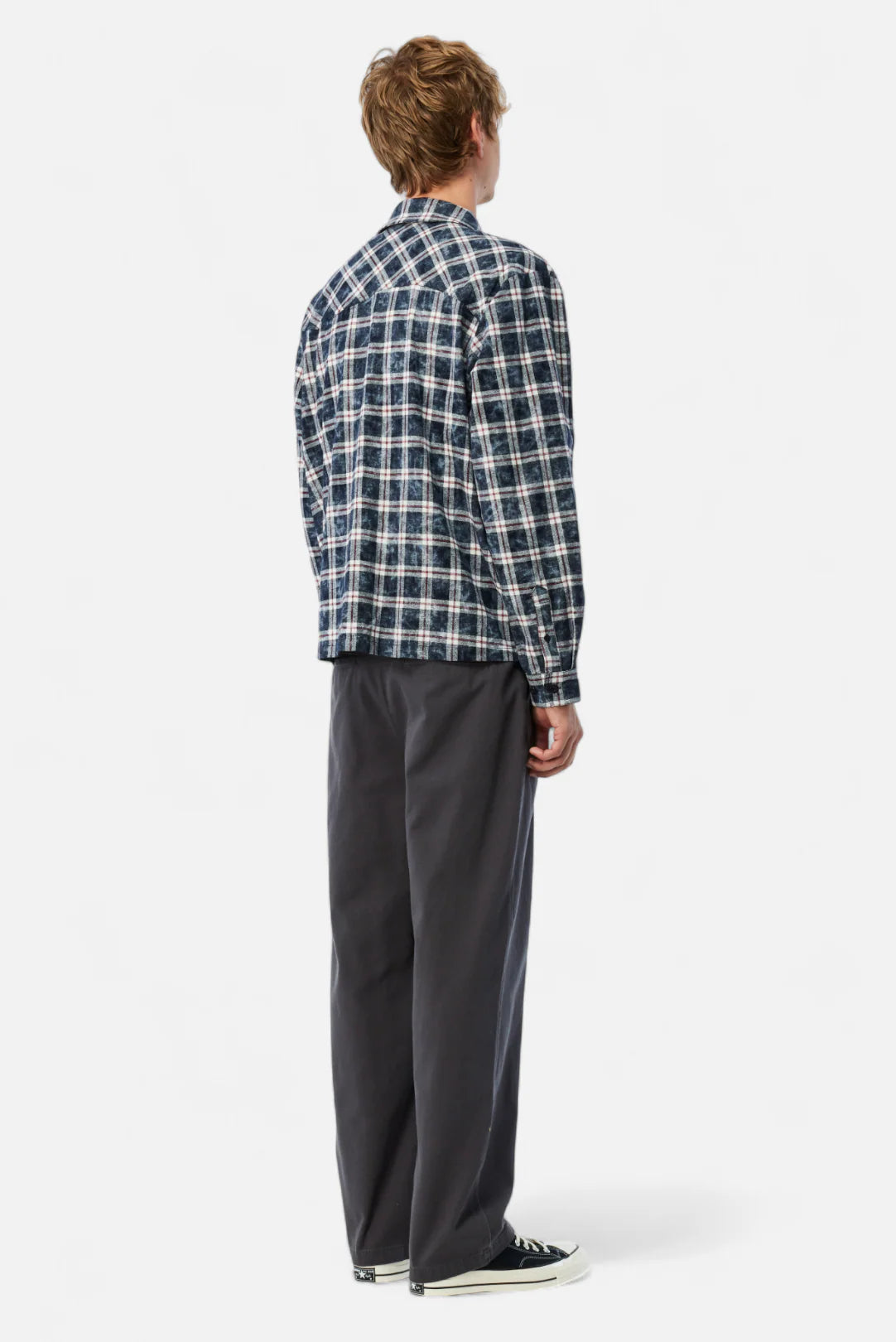Dime Plaid Flannel Shirt Bleached Navy