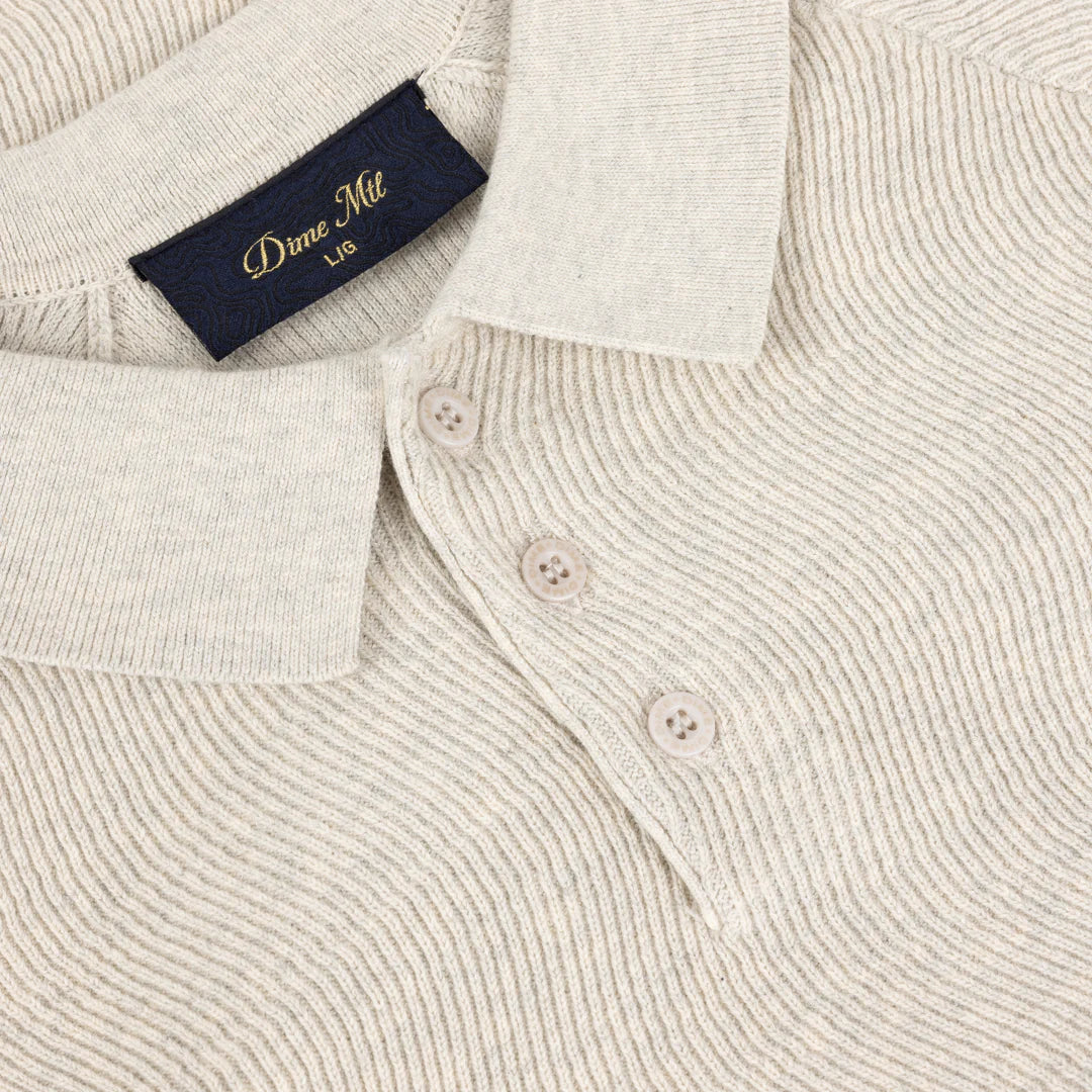 Dime Cable Knit Polo Oatmeal