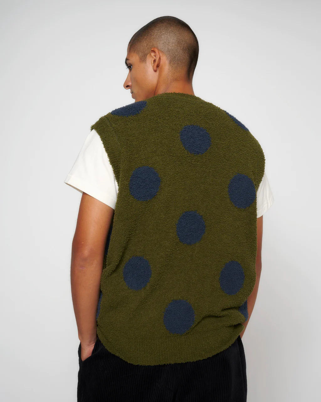 TEDDY FUR DOT KNIT SWEATER VEST