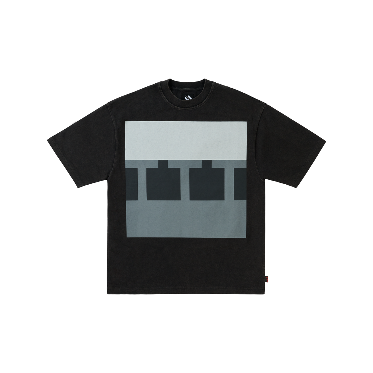 The Trilogy Tapes Block T-Shirt Black Acid Washed
