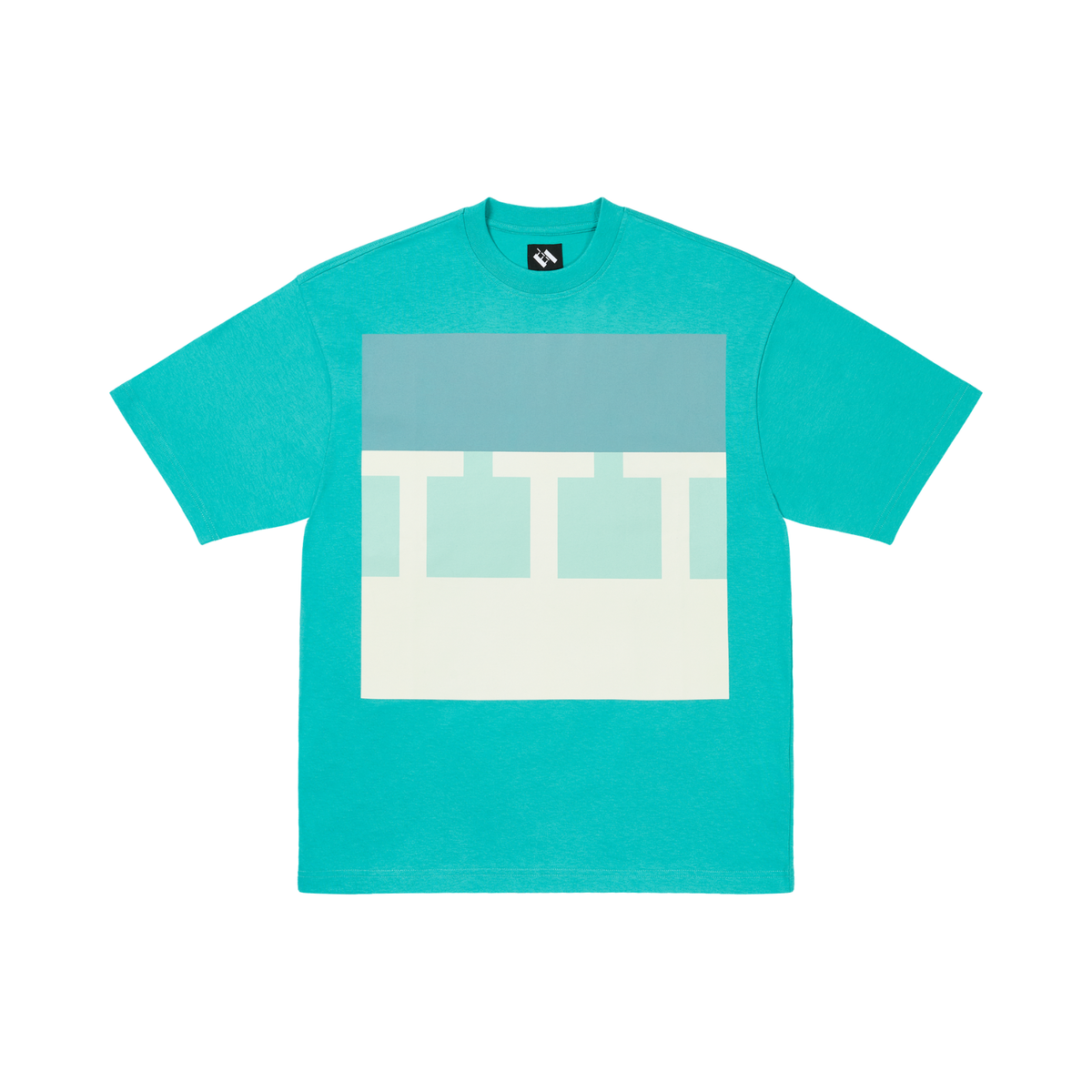 The Trilogy Tapes Glow In The Dark Block T-Shirt Aqua