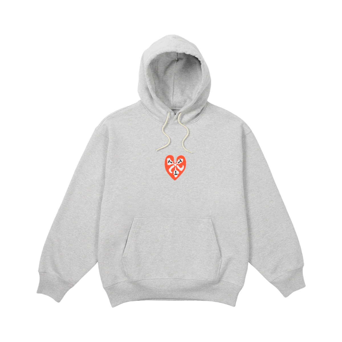 The Trilogy Tapes Heart Hoody Heather Grey 