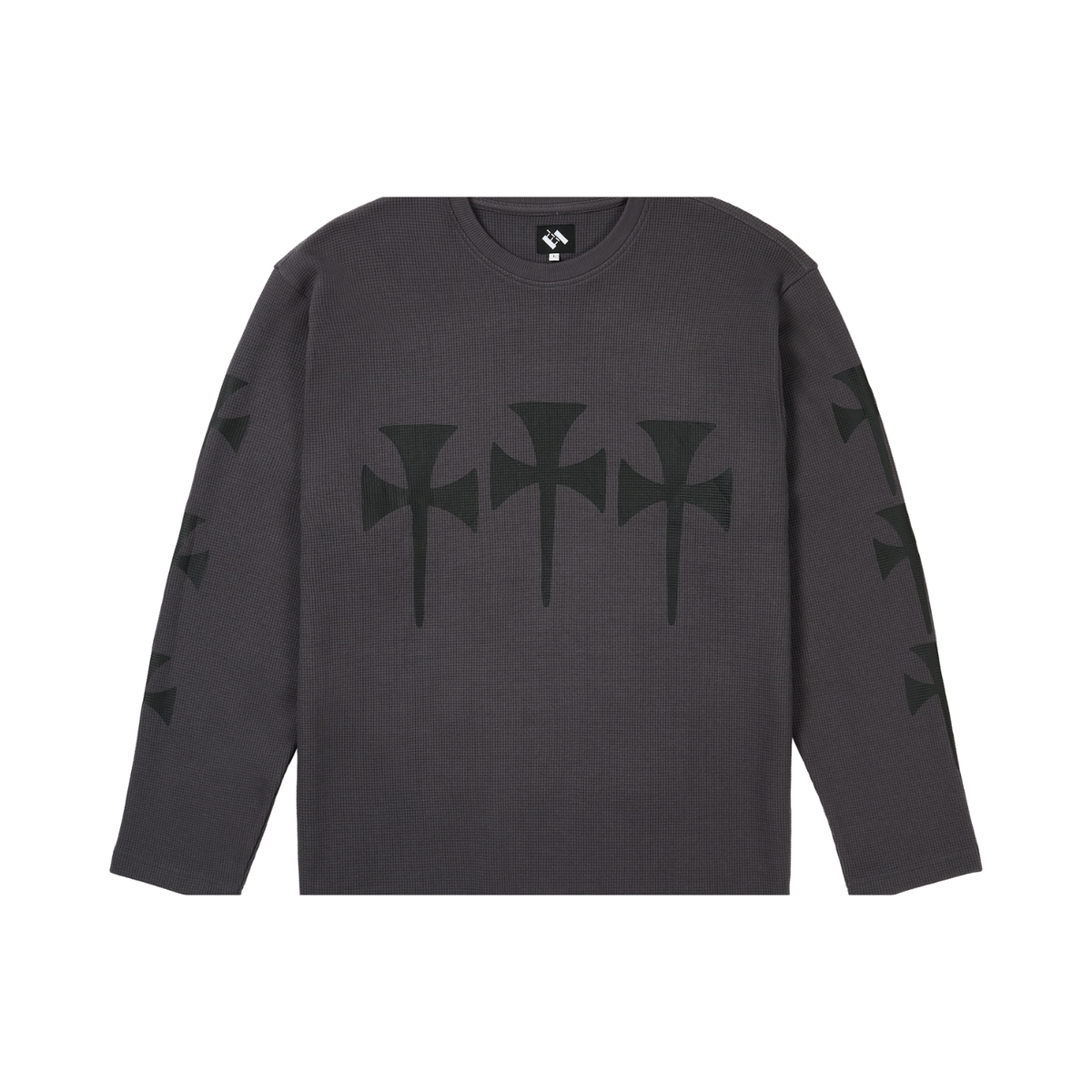 The Trilogy Tapes Three Cross Waffle Longsleeve Charcoal/Black
