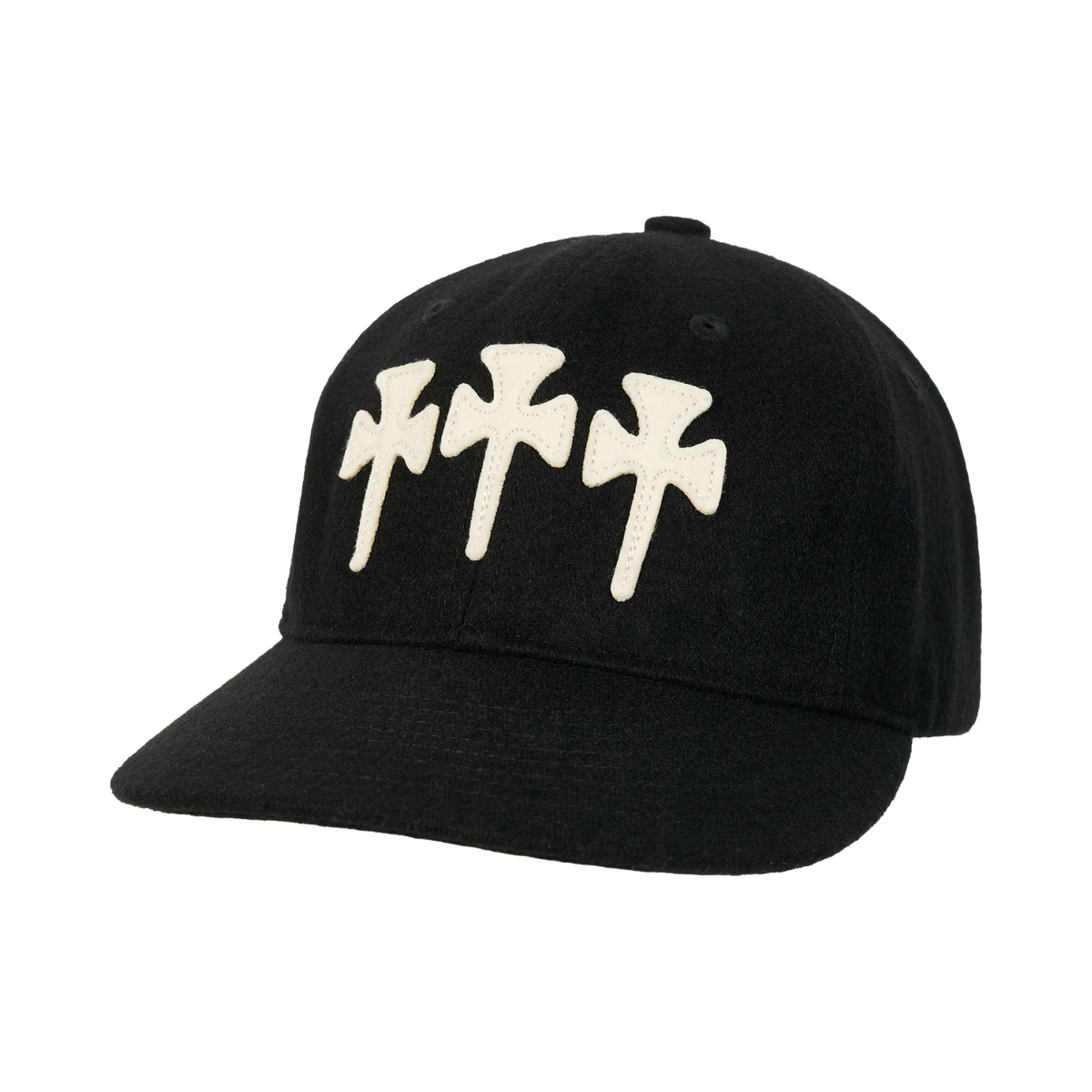 The Trilogy Tapes Three Cross Wool Ball Cap Black 