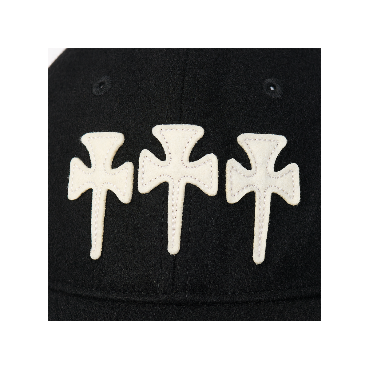 The Trilogy Tapes Three Cross Wool Ball Cap Black 