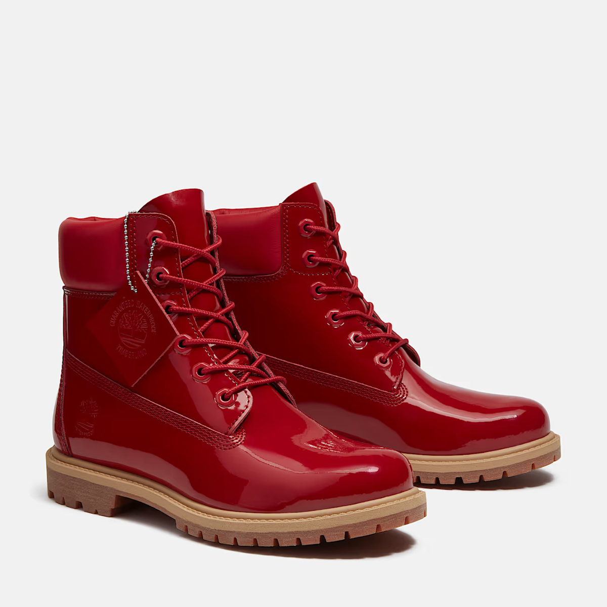 Timberland W Premium 6" Lace Up Waterproof Boot Medium Red Patent Leather