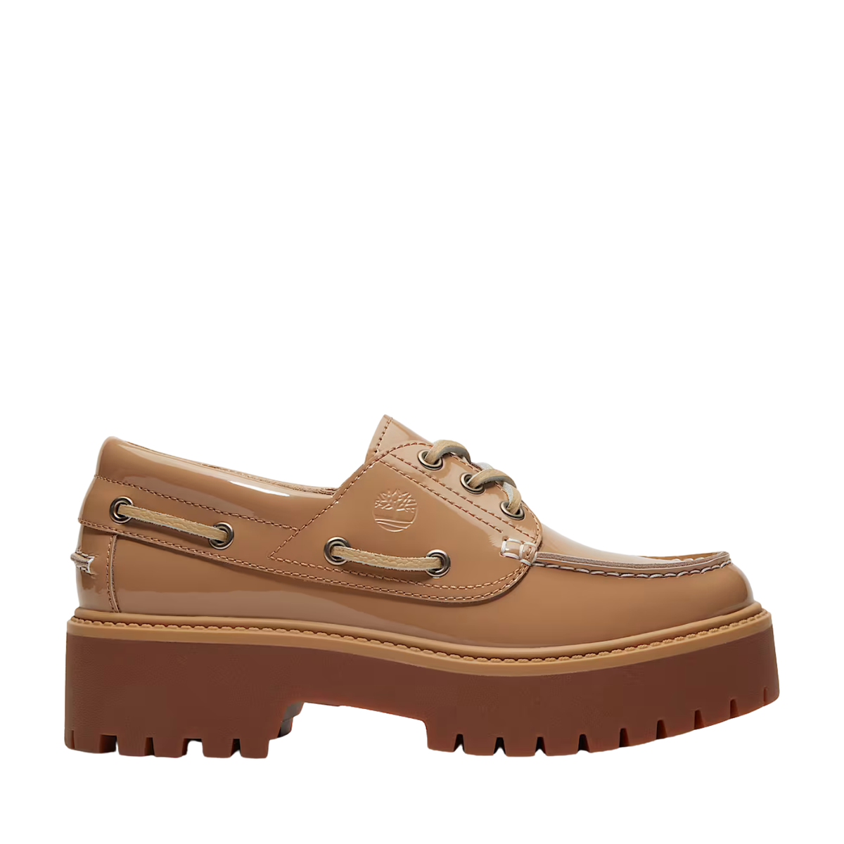 Timberland W Stone Street Boat Shoe Medium Beige Patent Leather