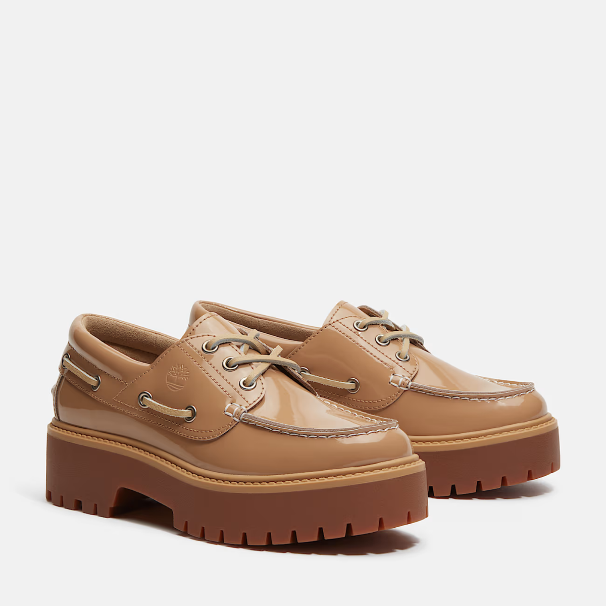 Timberland W Stone Street Boat Shoe Medium Beige Patent Leather