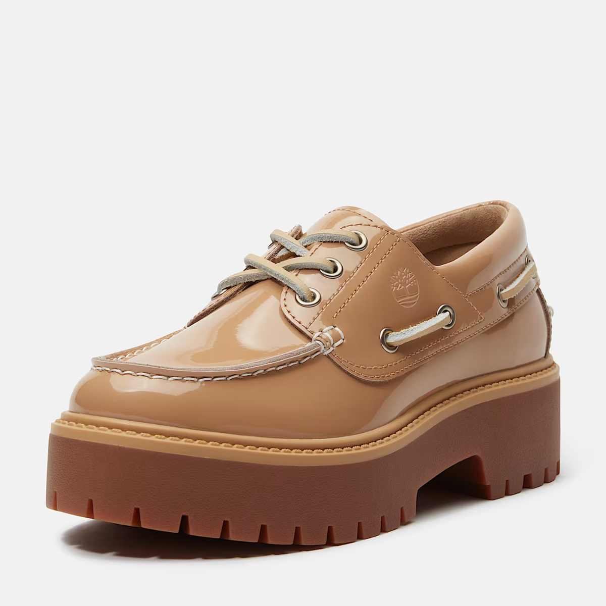 Timberland W Stone Street Boat Shoe Medium Beige Patent Leather