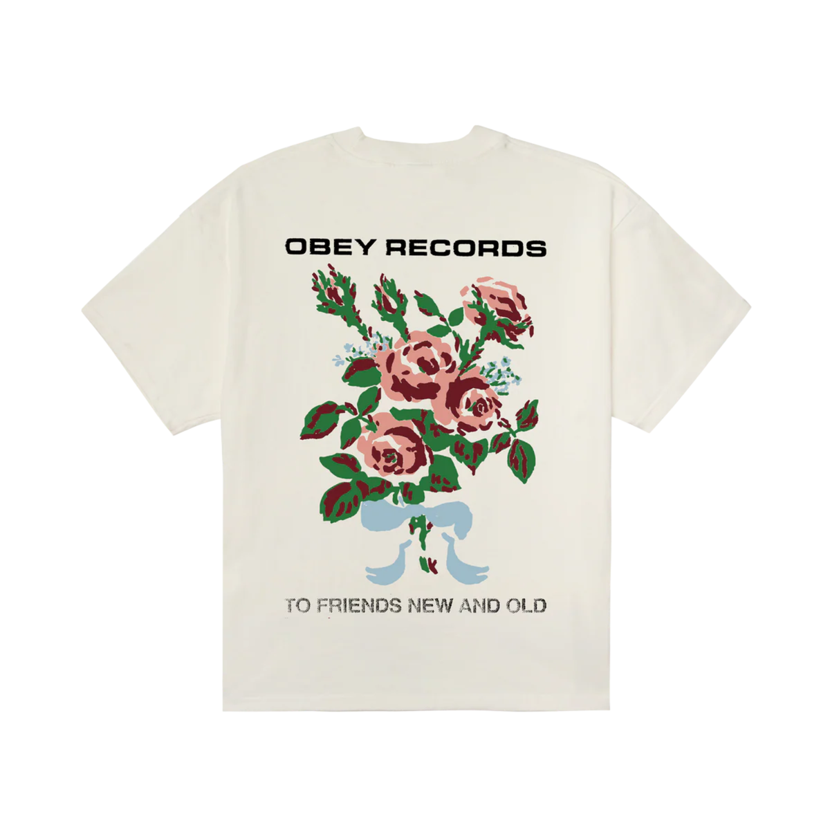 Obey To New Friends and Old Heavyweight T-Shirt Vintage White