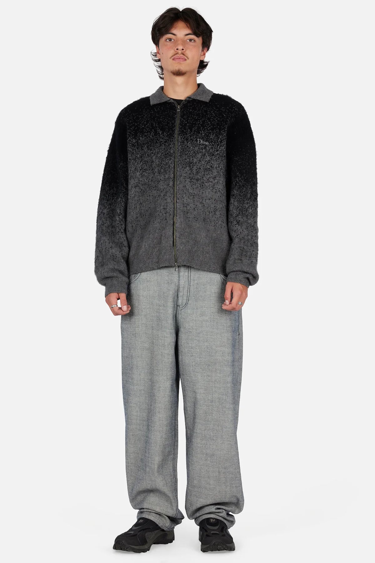 Dime Mohair Double Zip Knit Black/Charcoal