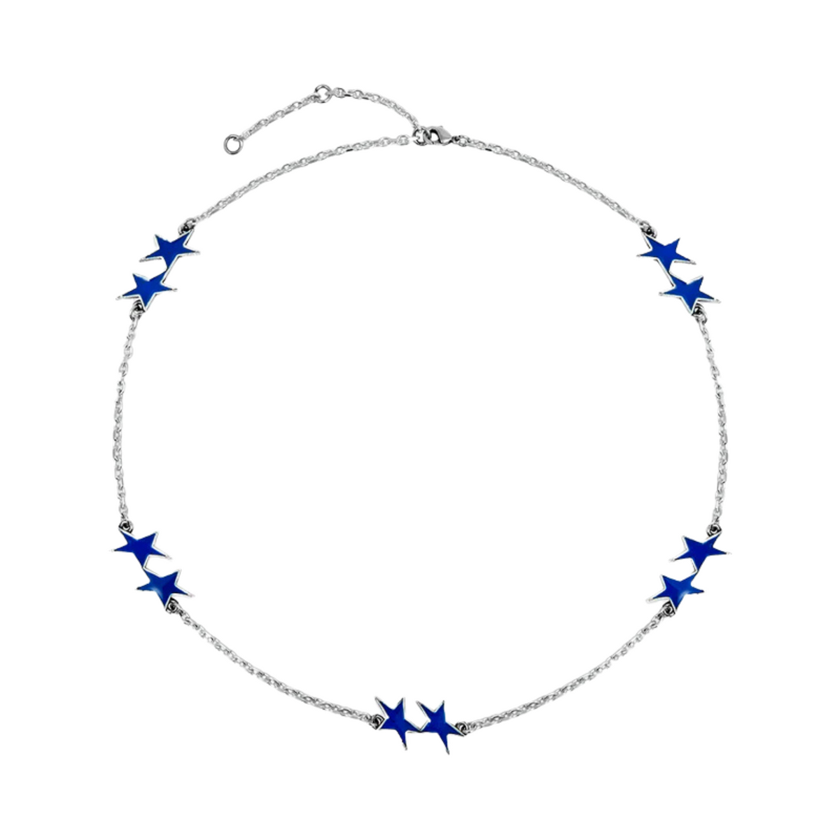 TwoJeys Blue Enameled Icon Necklace Silver