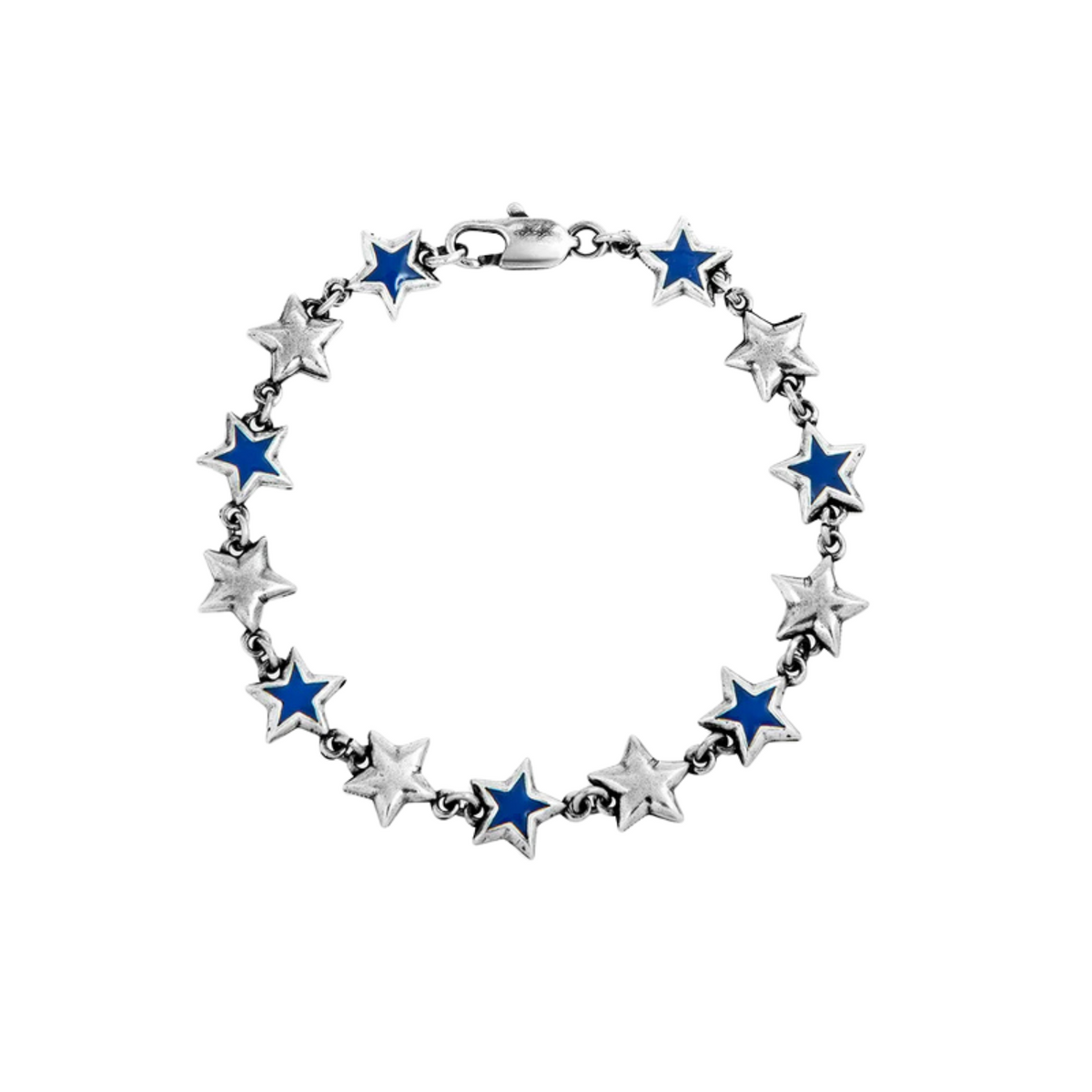 TwoJeys Blue Enameled Stars Bracelet Silver