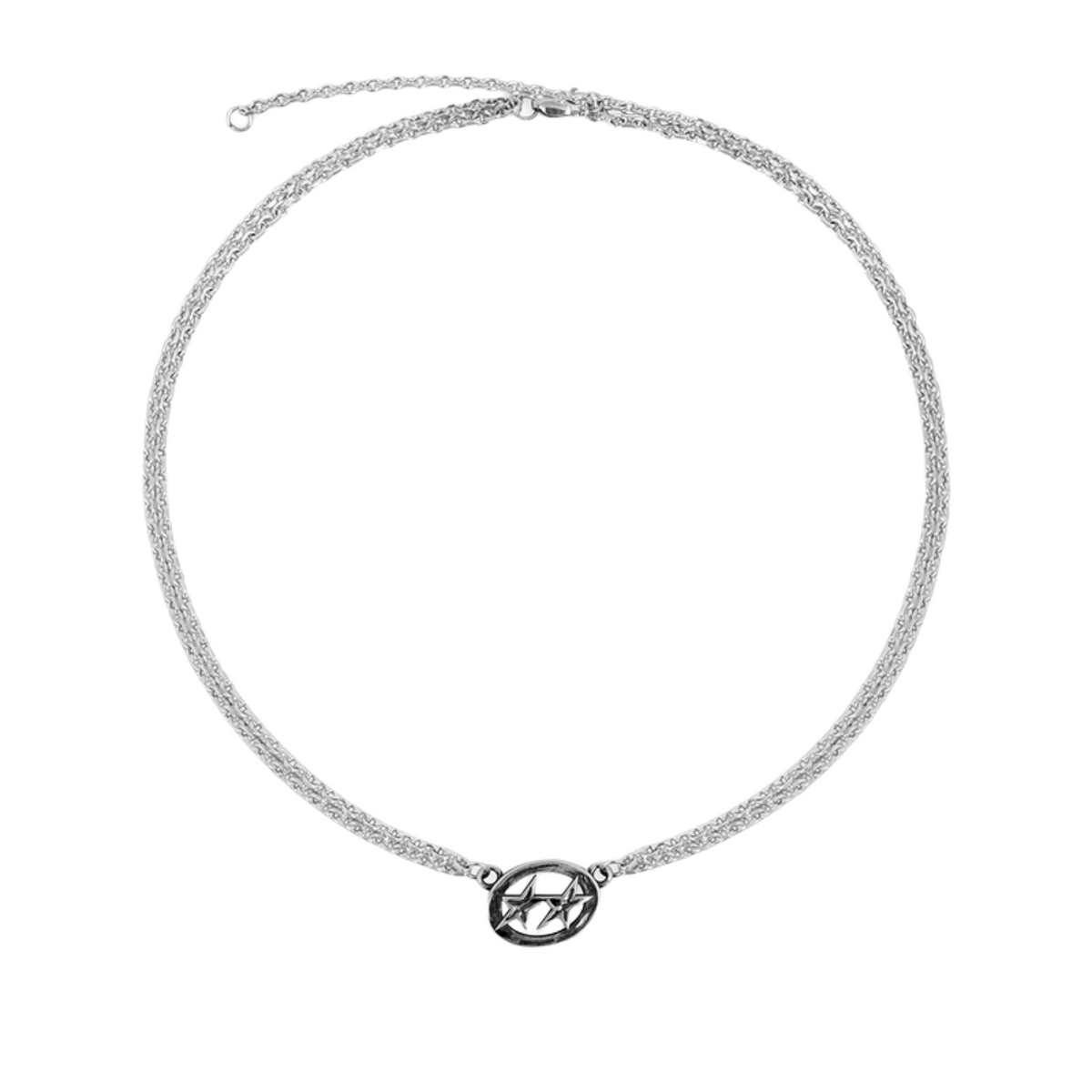 TwoJeys Icon Double Chain Necklace Silver