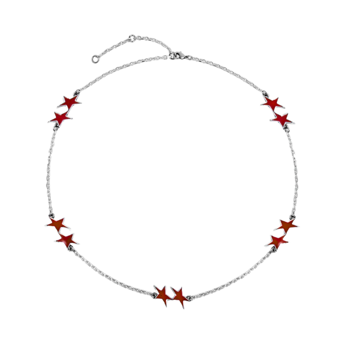TwoJeys Red Enameled Icon Necklace Silver