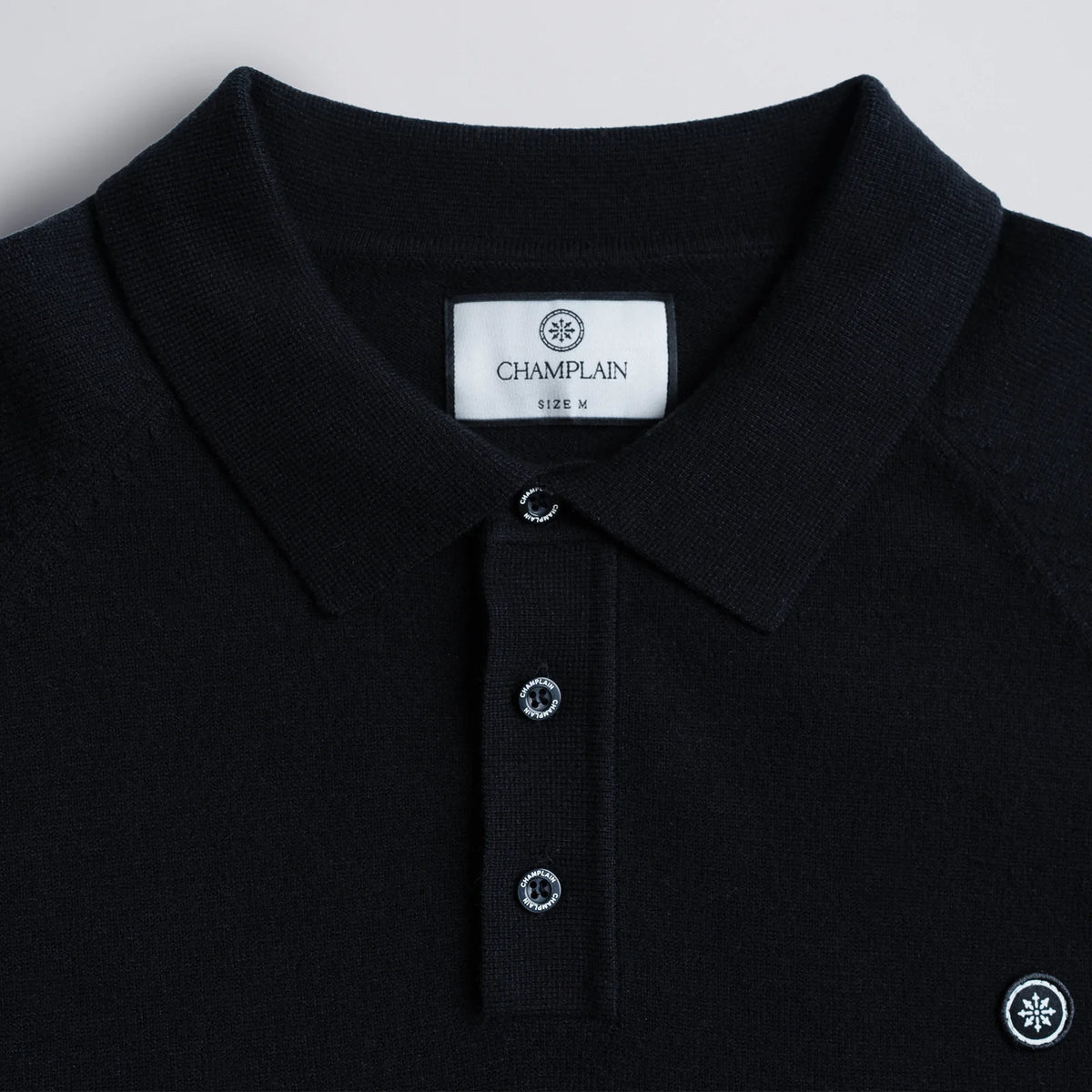 Champlain Long Sleeve Knit Polo Black