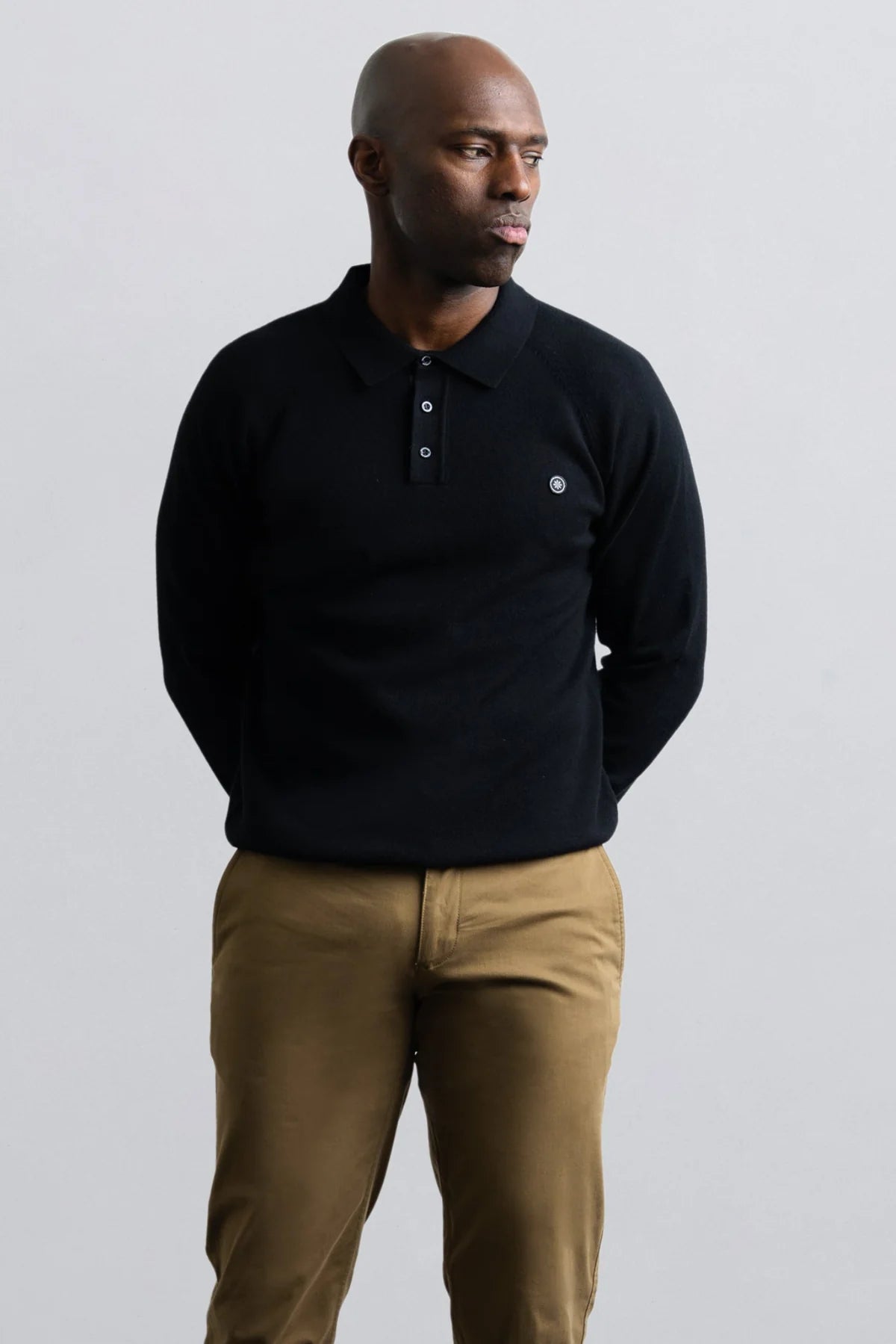 Champlain Long Sleeve Knit Polo Black