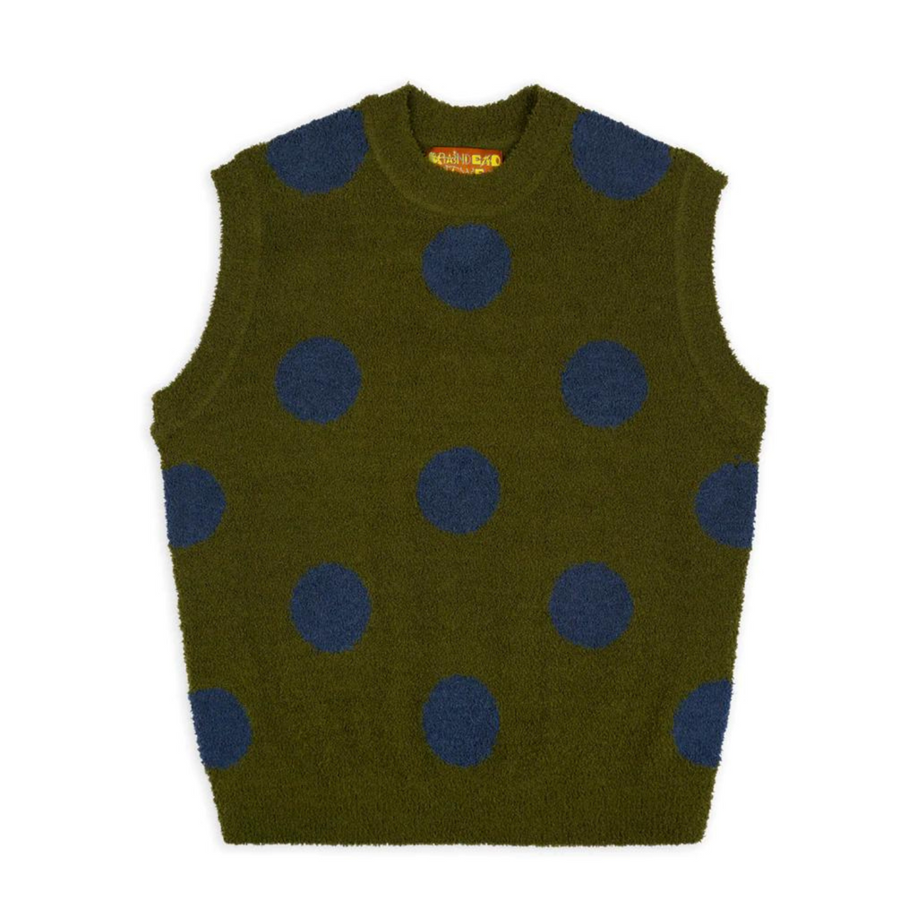 TEDDY FUR DOT KNIT SWEATER VEST - OLIVE I BRAINDEAD - Momentum