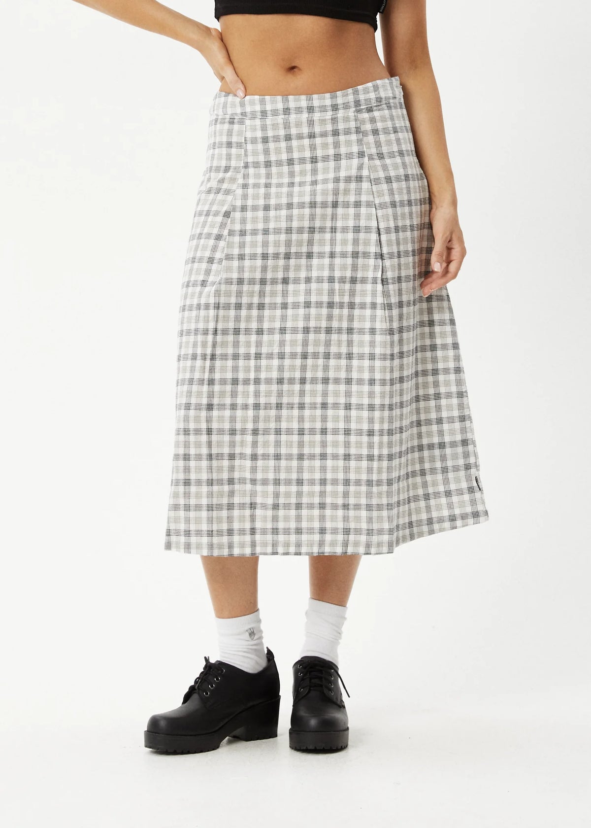 LEO CHECK MIDI SKIRT
