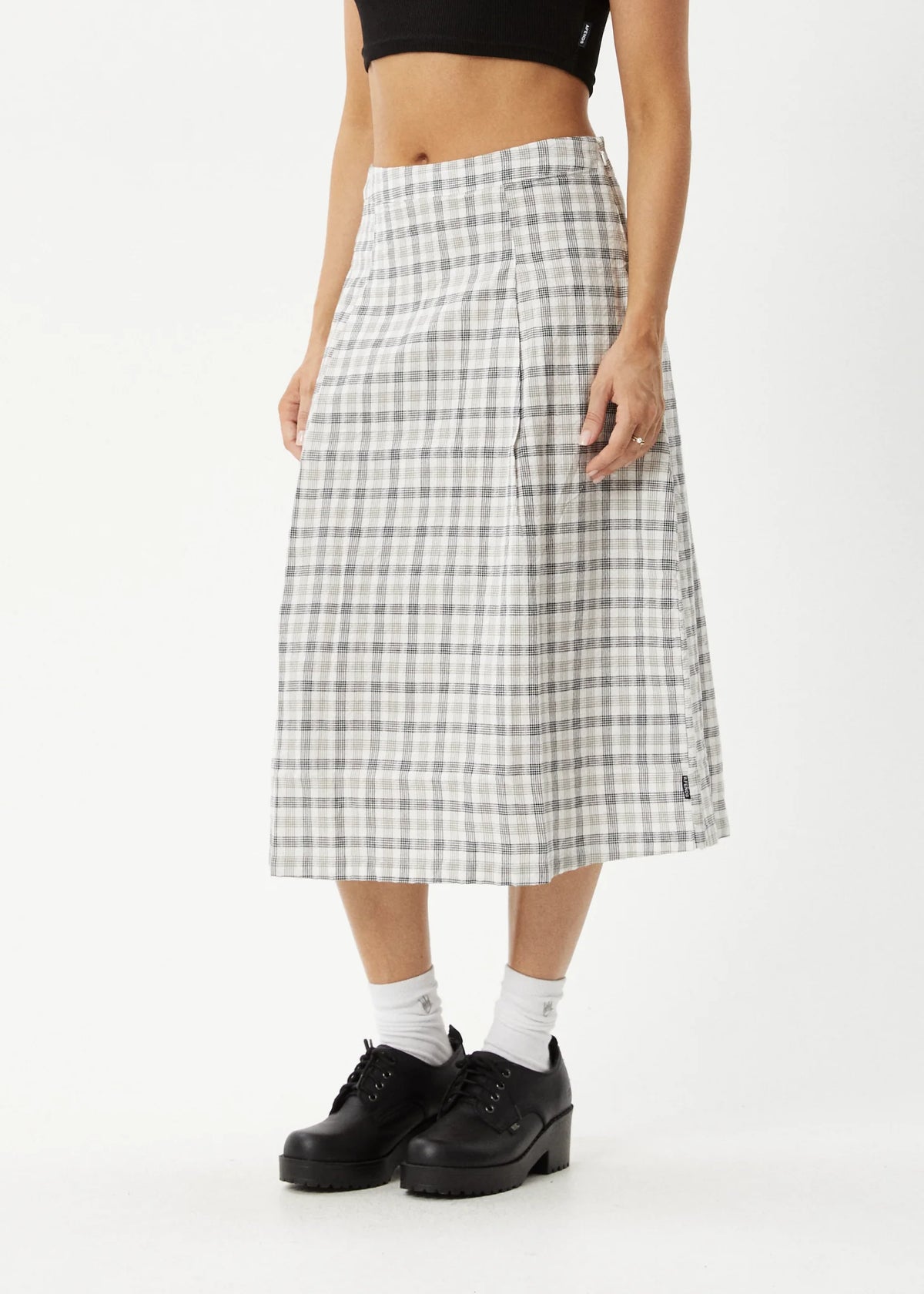 LEO CHECK MIDI SKIRT
