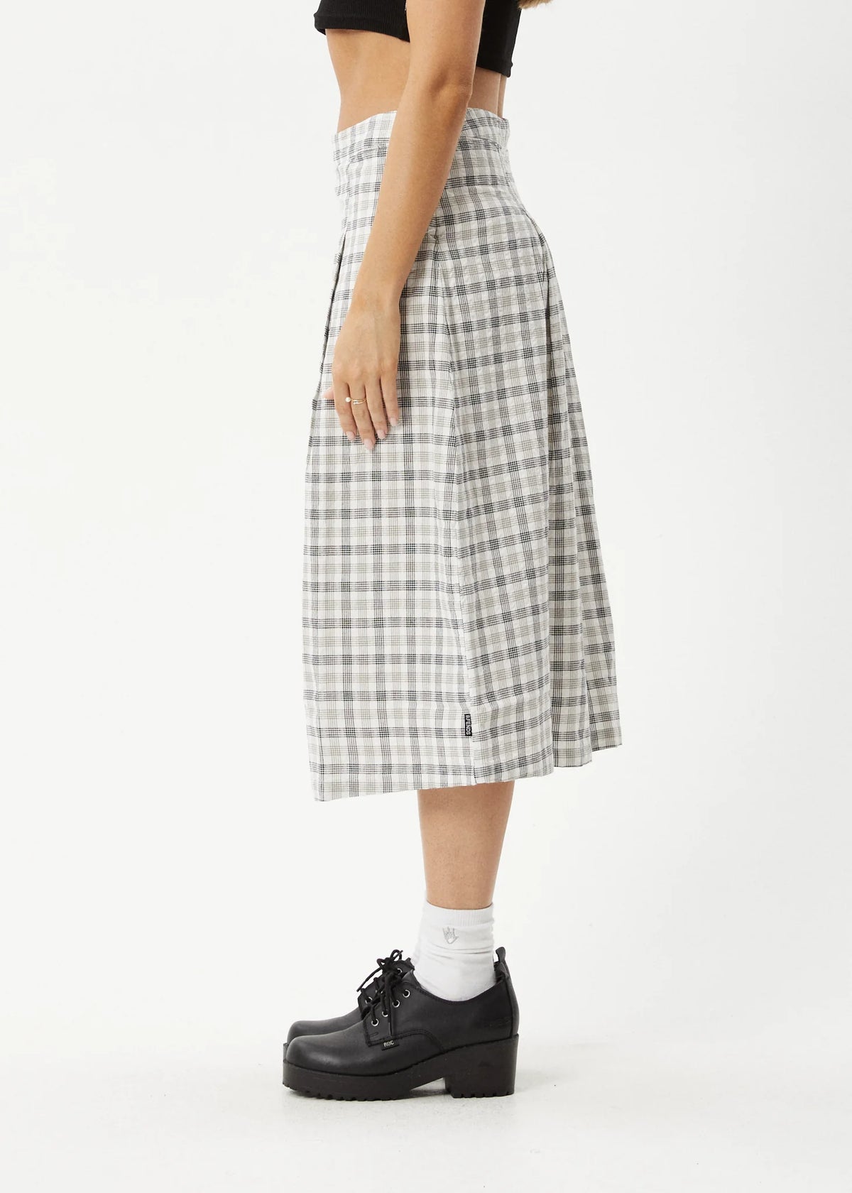 LEO CHECK MIDI SKIRT
