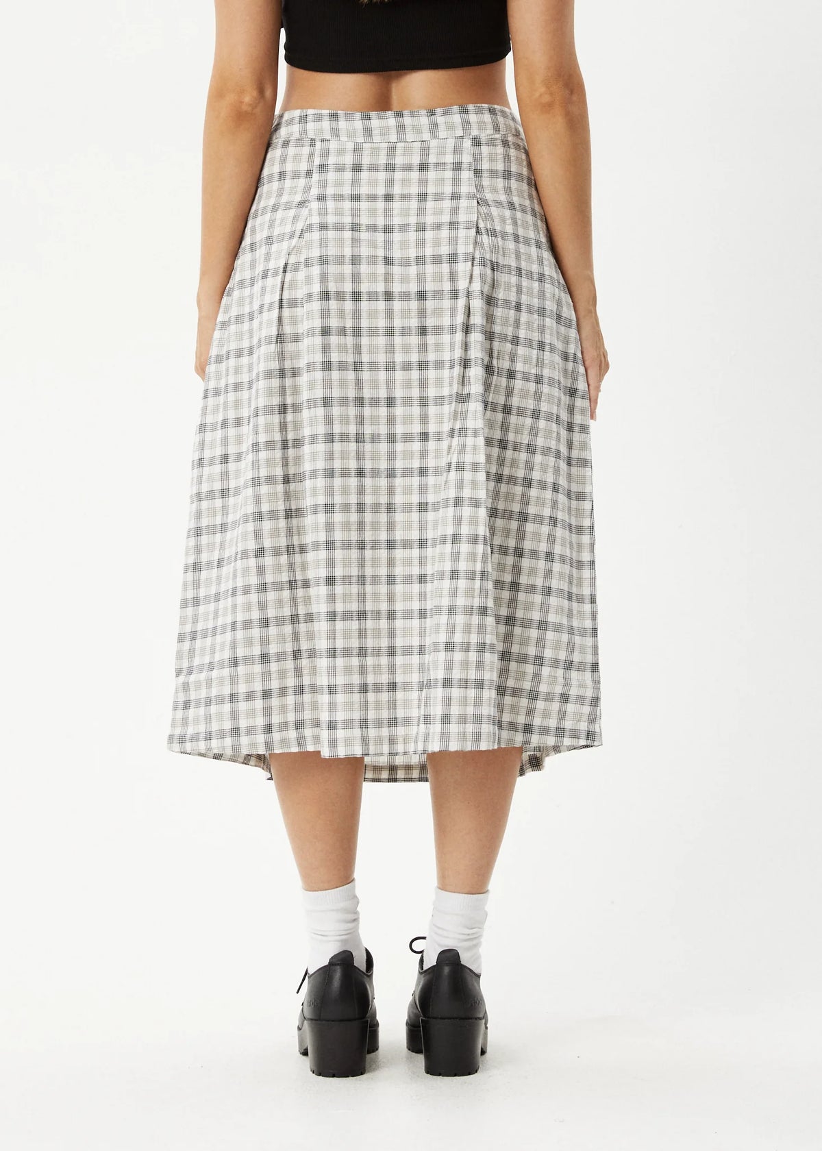 LEO CHECK MIDI SKIRT