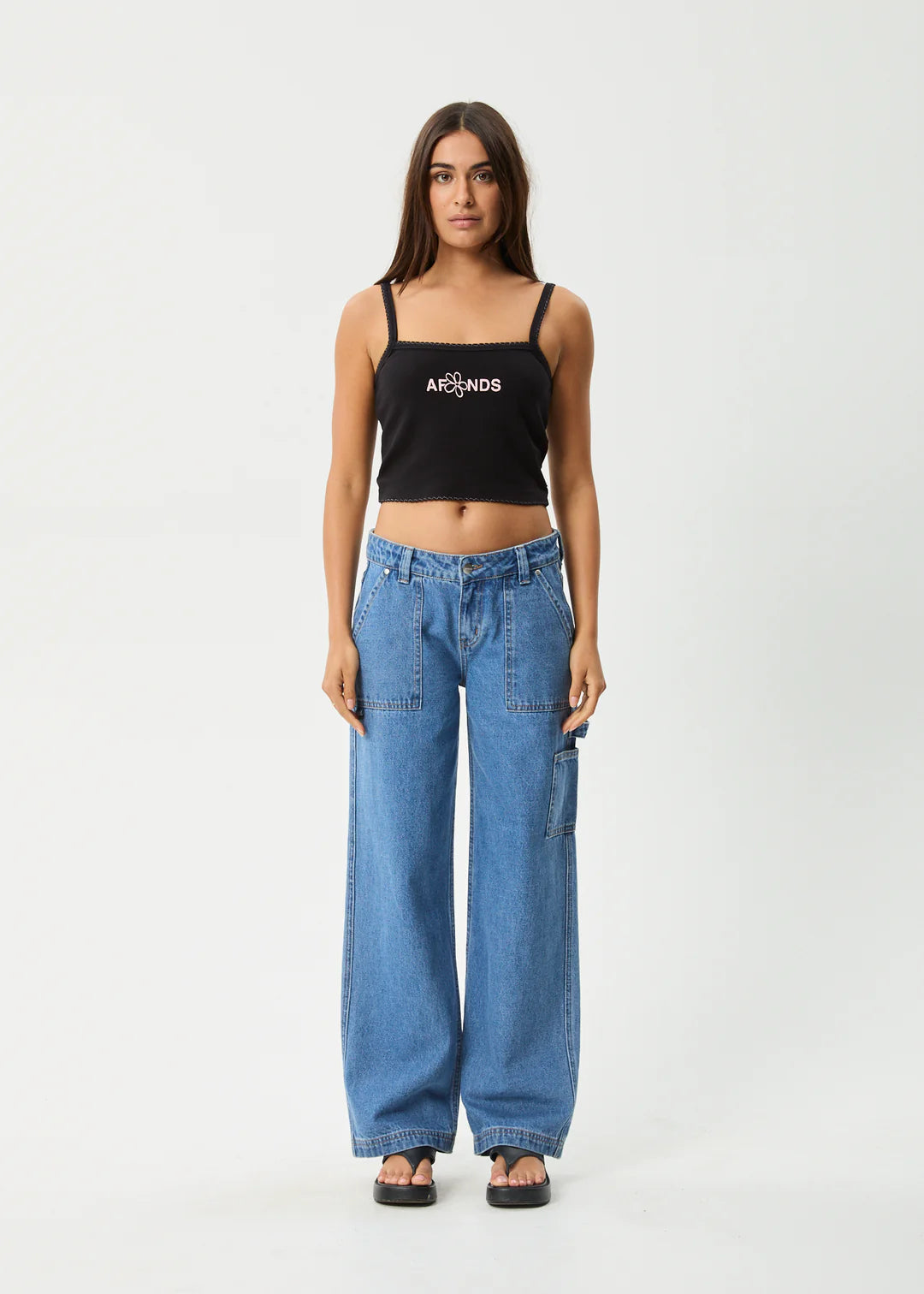 Afends Frolic Rib Singlet Black