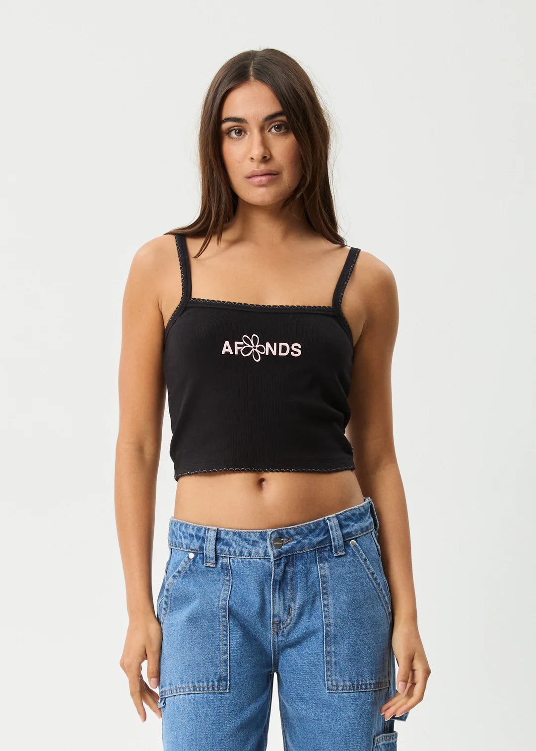 Afends Frolic Rib Singlet Black