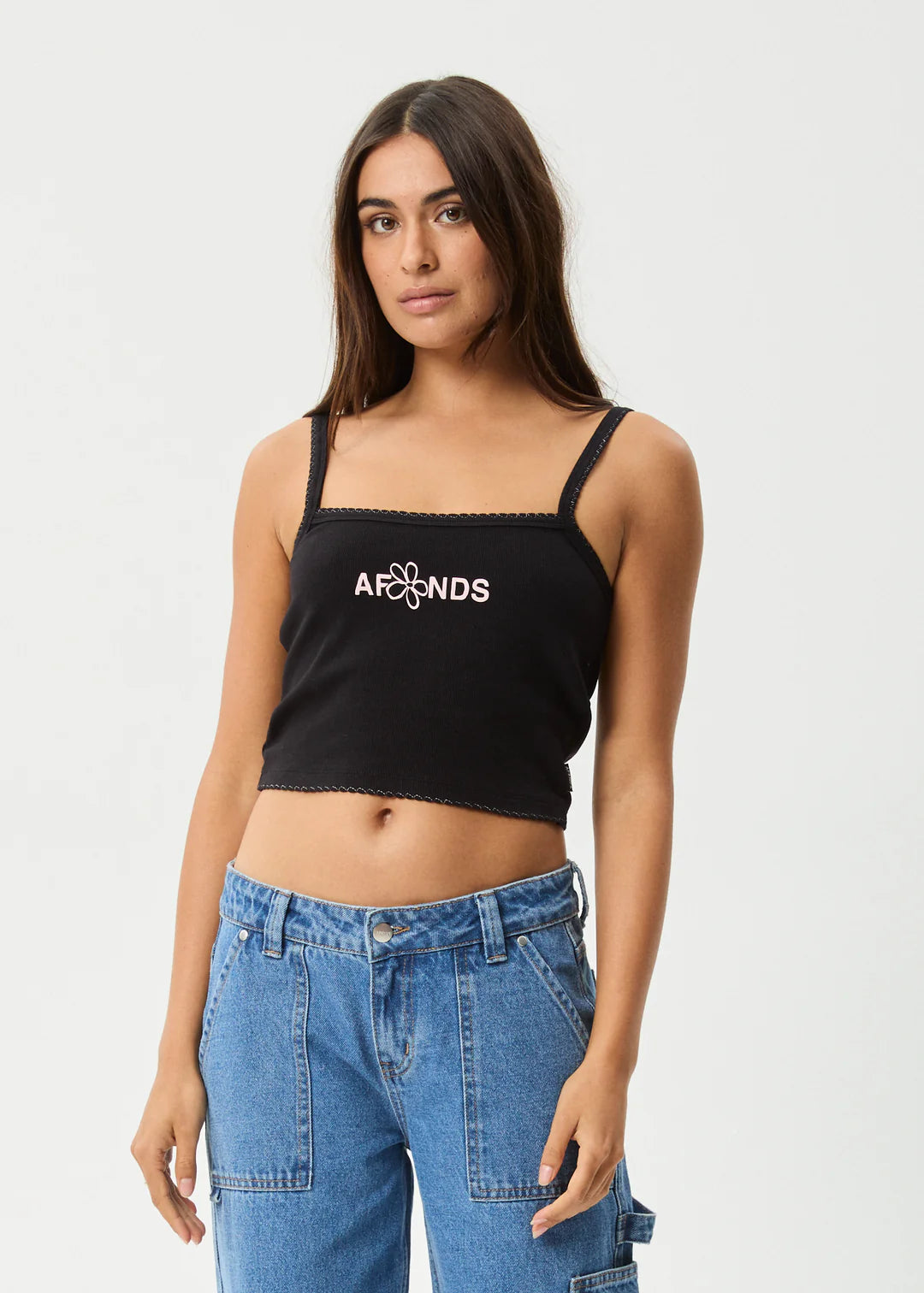 Afends Frolic Rib Singlet Black