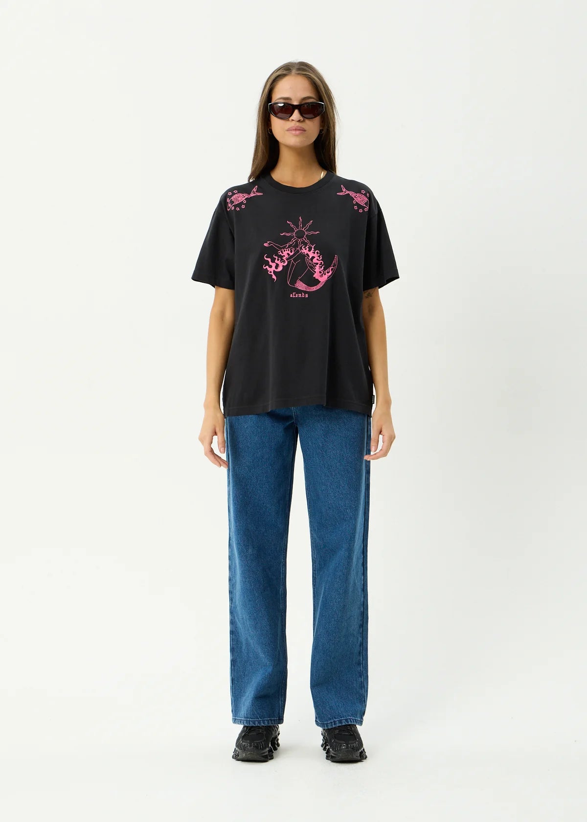 Afends Sea Siren Oversized Tee Stone Black