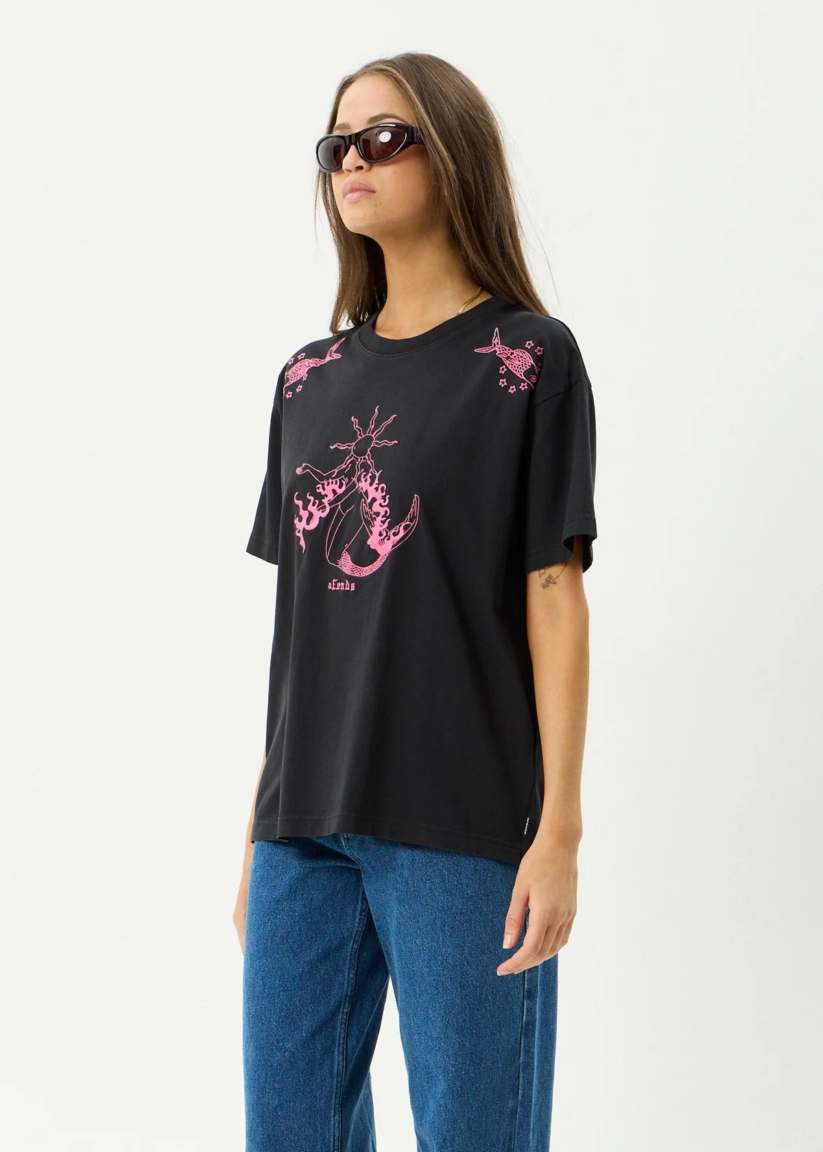 Afends Sea Siren Oversized Tee Stone Black