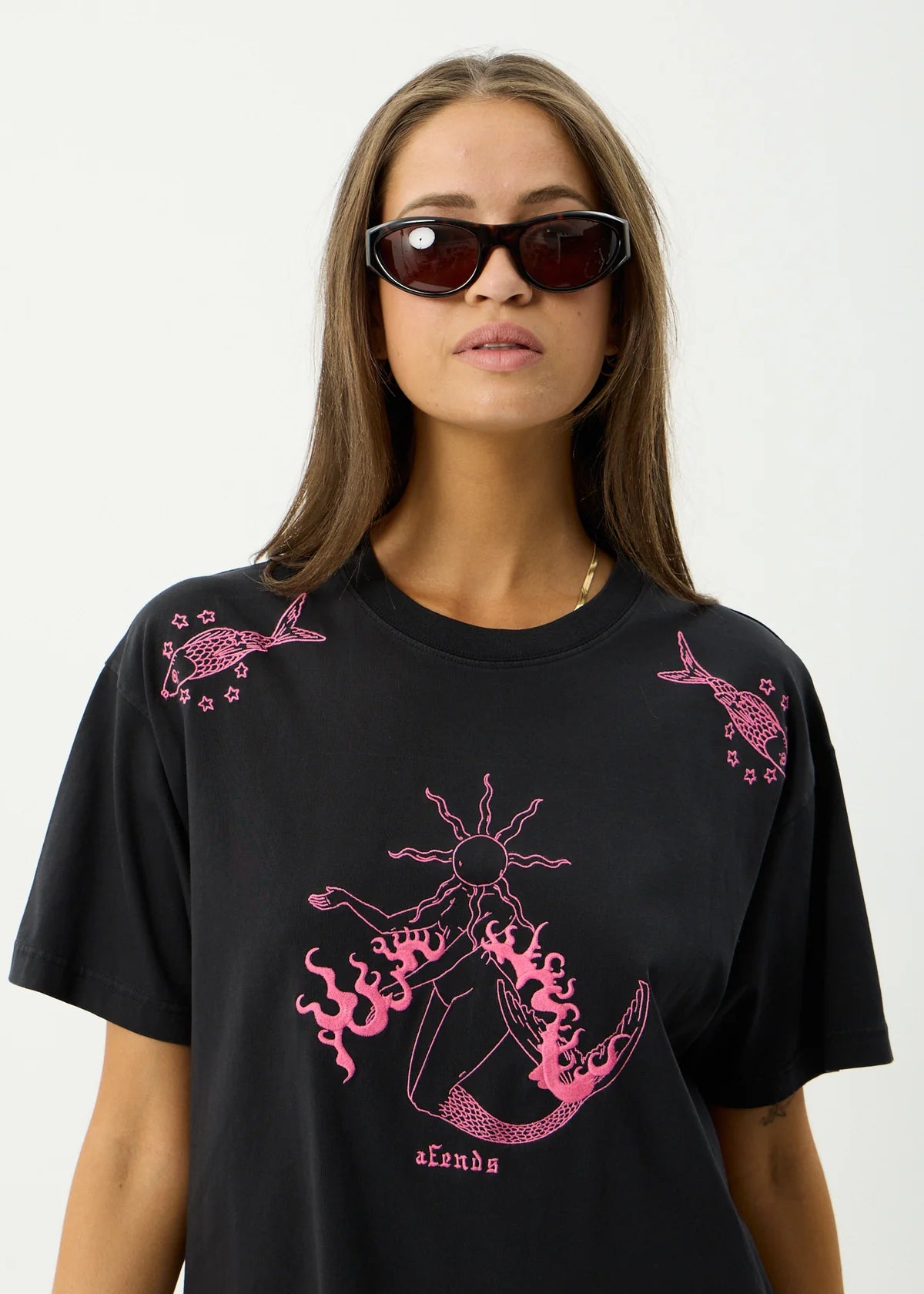 Afends Sea Siren Oversized Tee Stone Black