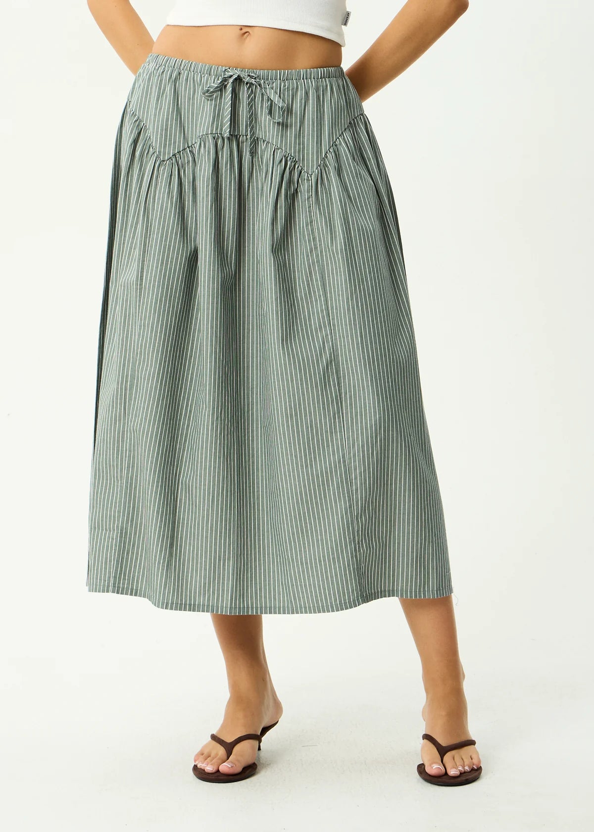 Afends Pinned Midi Skirt Sycamore Stripe