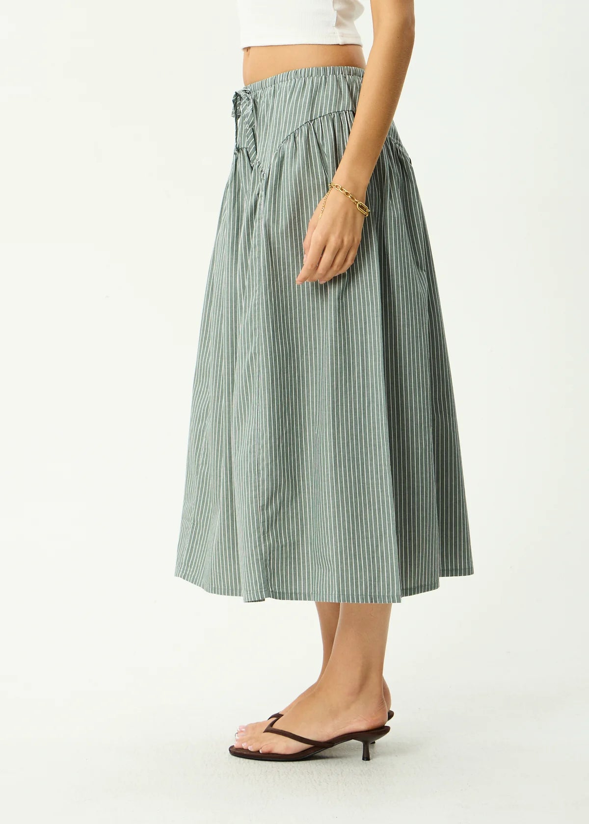 Afends Pinned Midi Skirt Sycamore Stripe