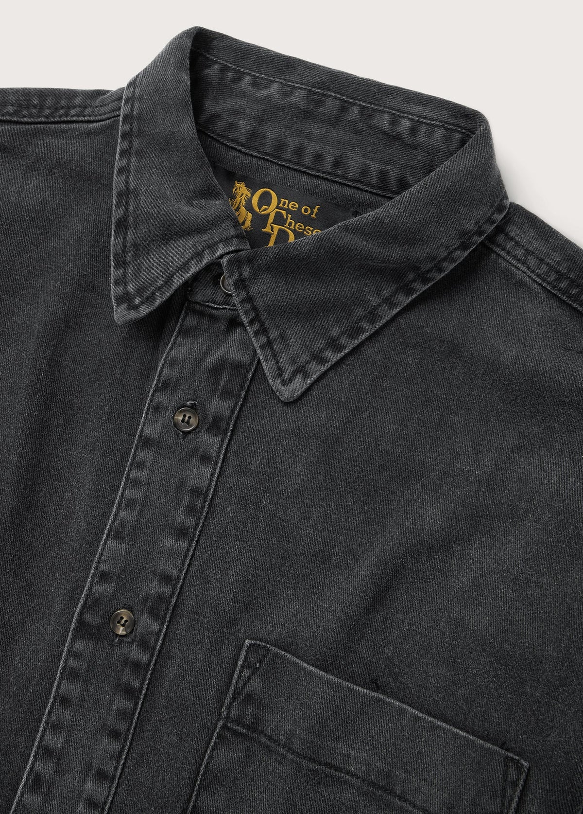 One of These Days Washed Black Denim Button Down Shirt