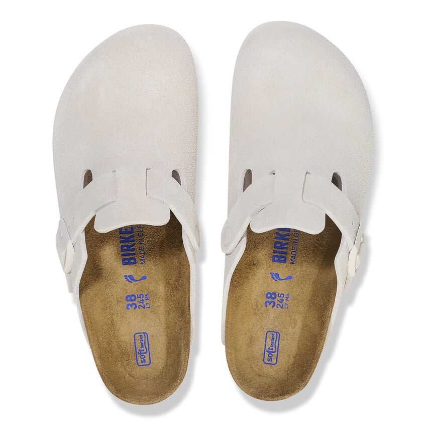 Birkenstock W Boston Suede Narrow - Antique White