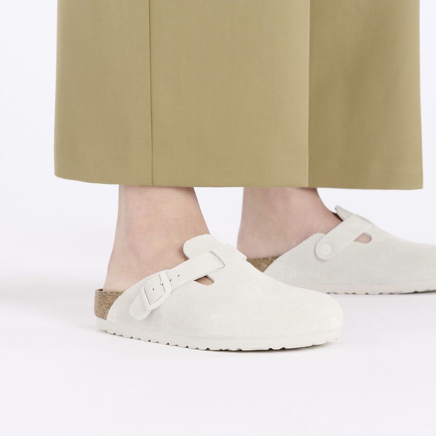 Birkenstock W Boston Suede Narrow - Antique White