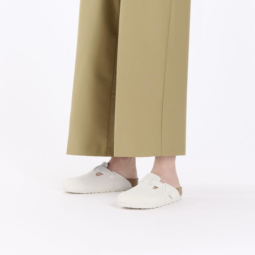 Birkenstock W Boston Suede Narrow - Antique White