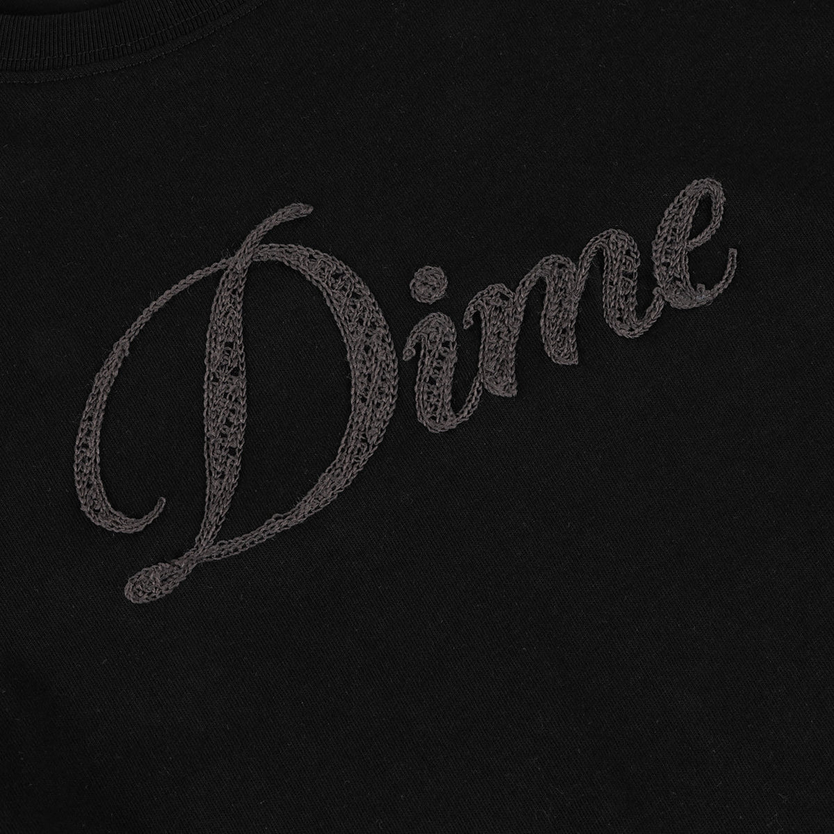 Dime W Cursive Crochet Tee Black