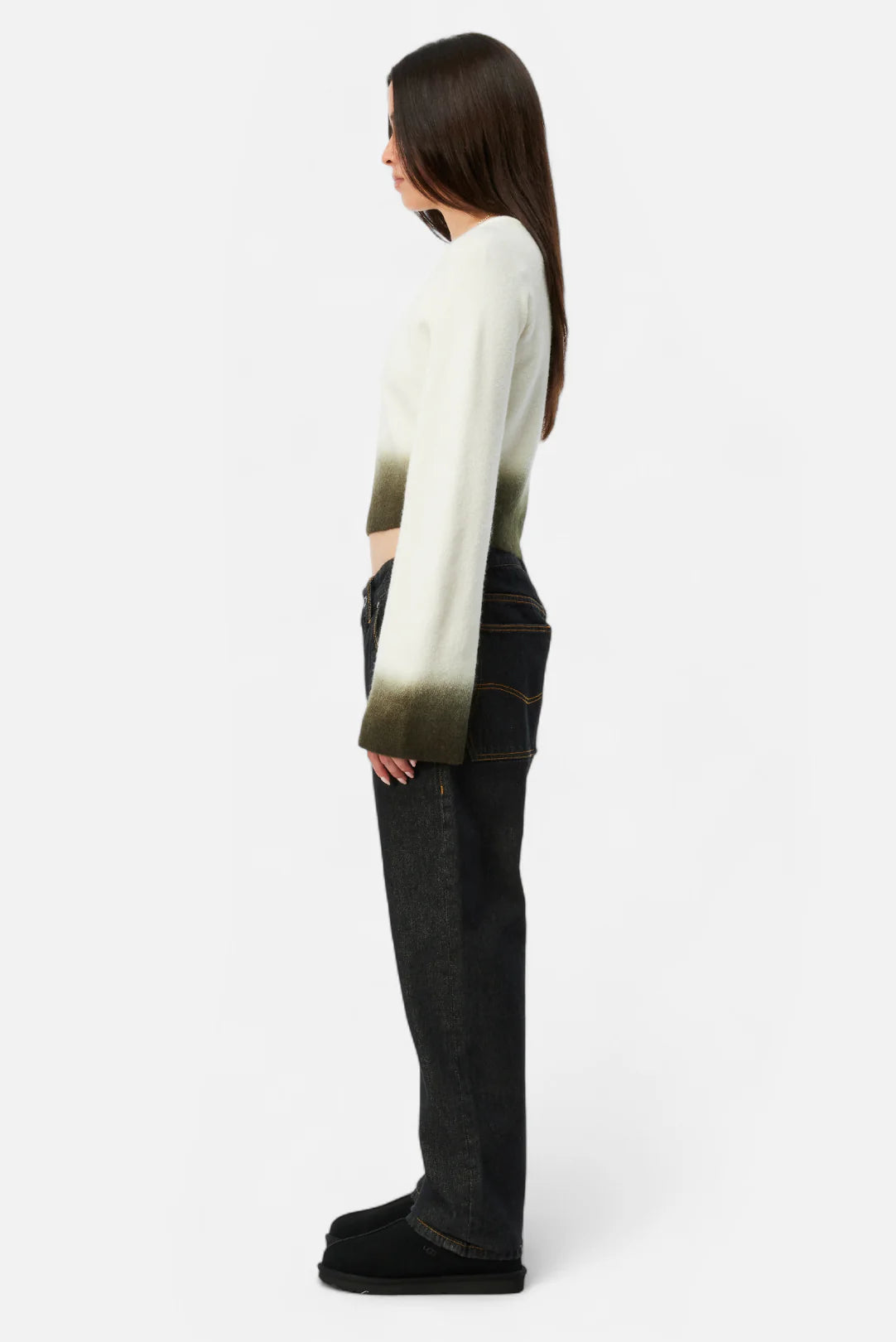 Dime W Cropped Mohair Knit Gradient Cream