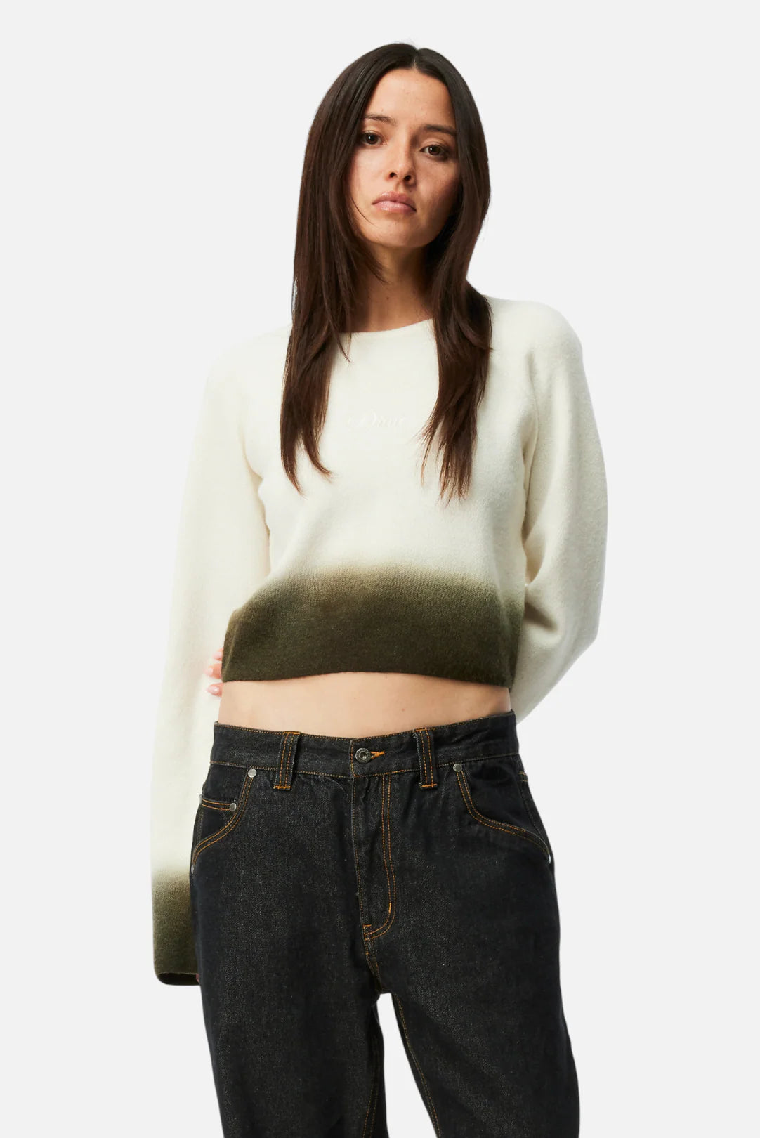 Dime W Cropped Mohair Knit Gradient Cream