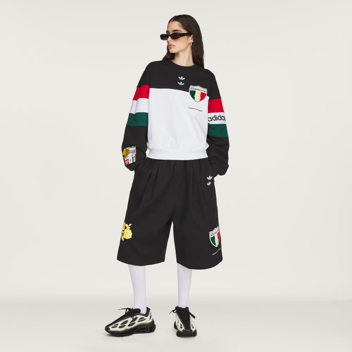 Willy Chavarria Fleece Crewneck Sweatshirt Black/White