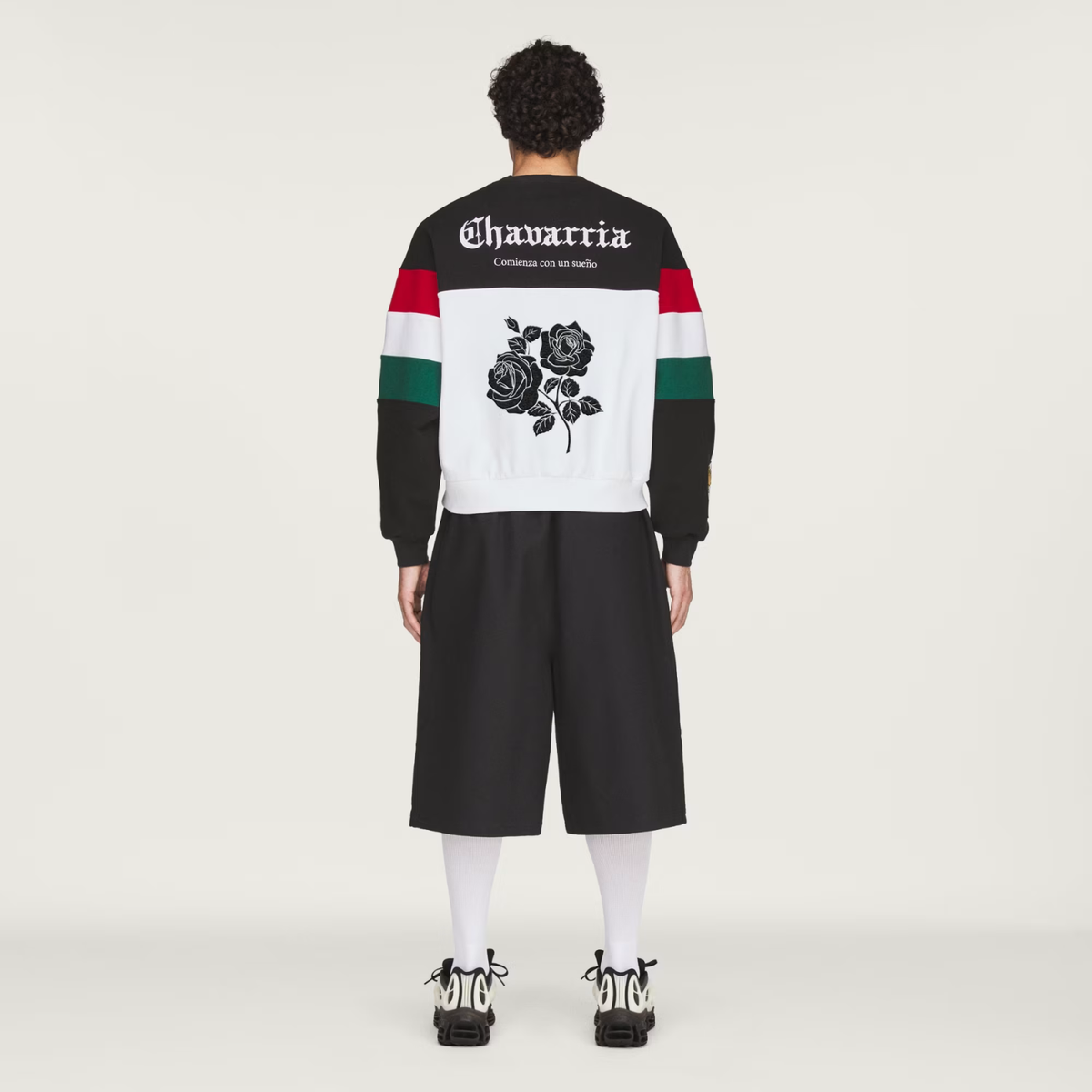 Willy Chavarria Fleece Crewneck Sweatshirt Black/White
