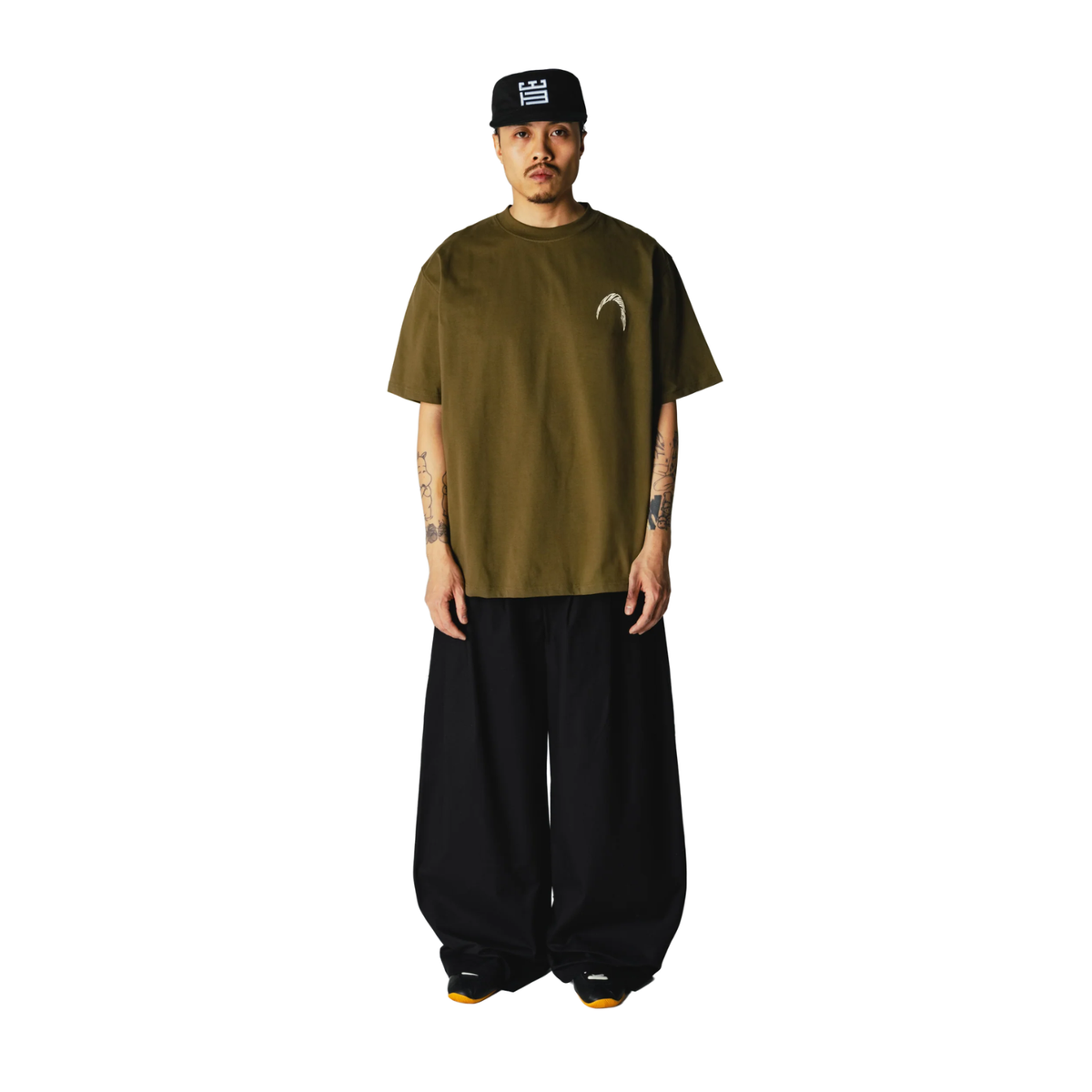 Woodbird Baine Warp Tee Dark Olive 