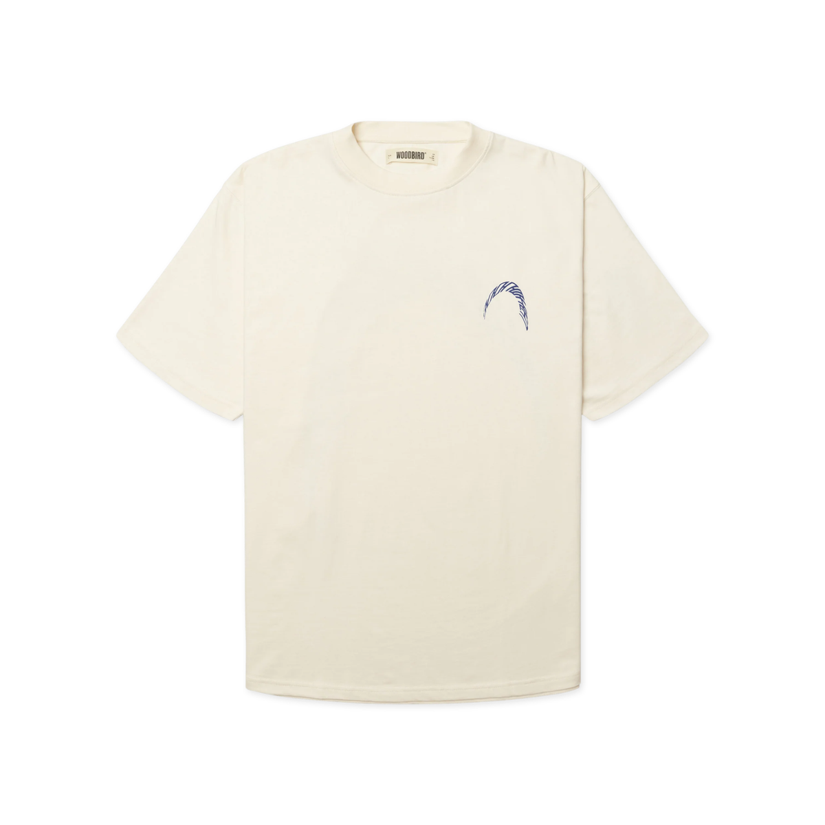 Woodbird Baine Warp Tee Off White/Cobalt Blue