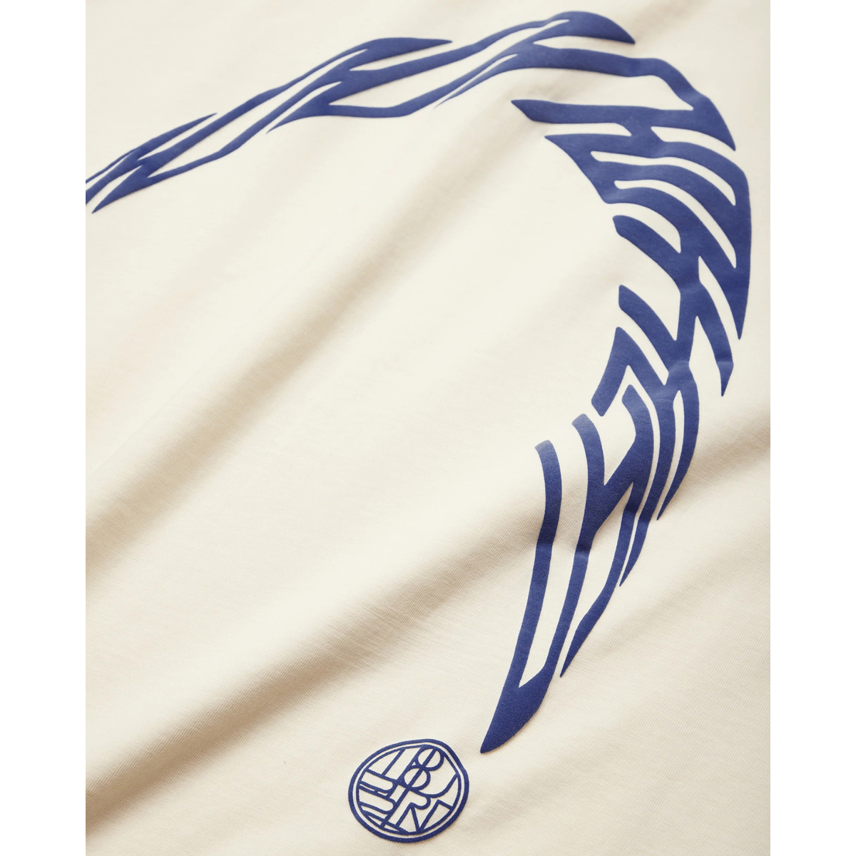 Woodbird Baine Warp Tee Off White/Cobalt Blue